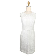 Oscar de la Renta Resort 2018 Ivory Textured Openwork Sheath Dress, Size 2