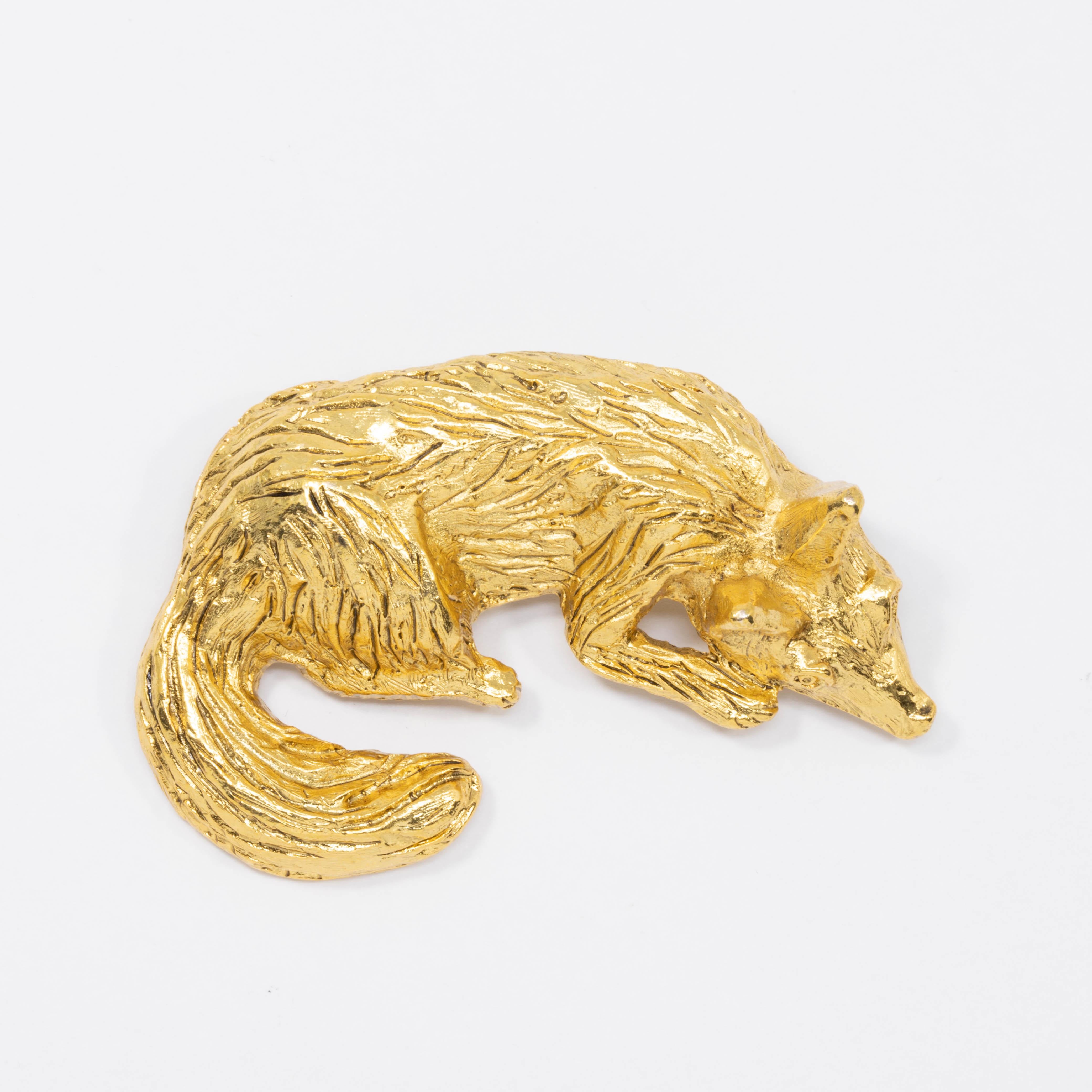 gold fox brooch