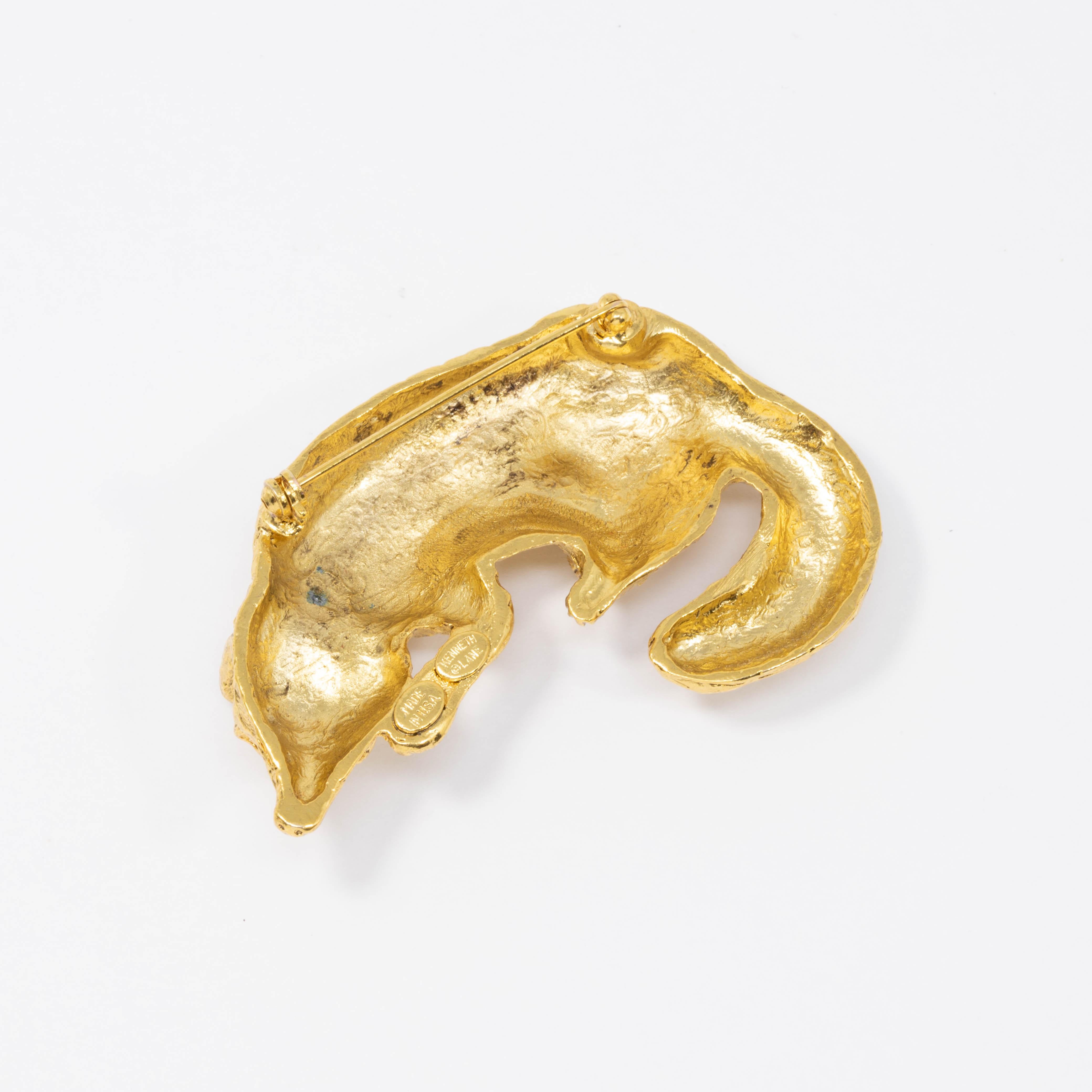 KJL Kenneth Jay Lane  Resting Fox Pin Brooch in Gold In New Condition For Sale In Milford, DE
