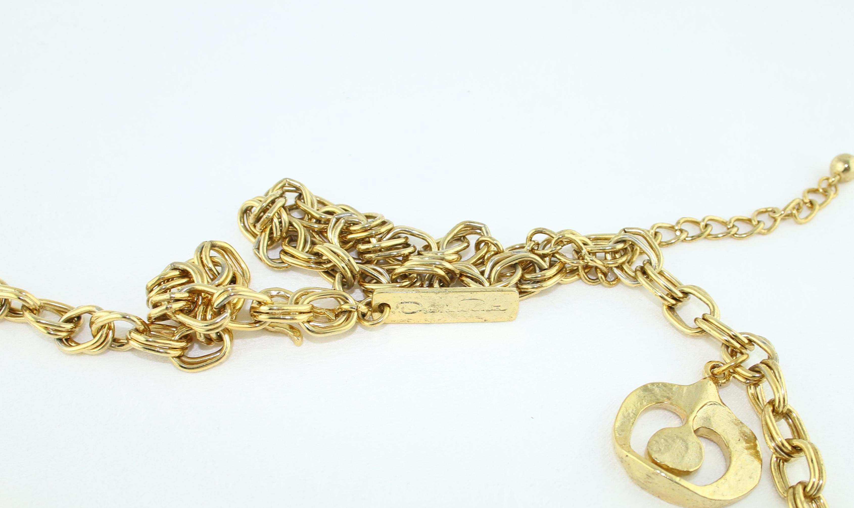 Oscar De La Renta Roman Gold Tone Cross & Shield Necklace/Belt In New Condition For Sale In New York, NY