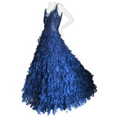 Oscar de la Renta Romantic Navy Blue Evening Gown in Hard to Find Size 14