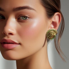 Oscar de la Renta Rose Gold Nautilus Clip-On Earrings with Peridot Crystals