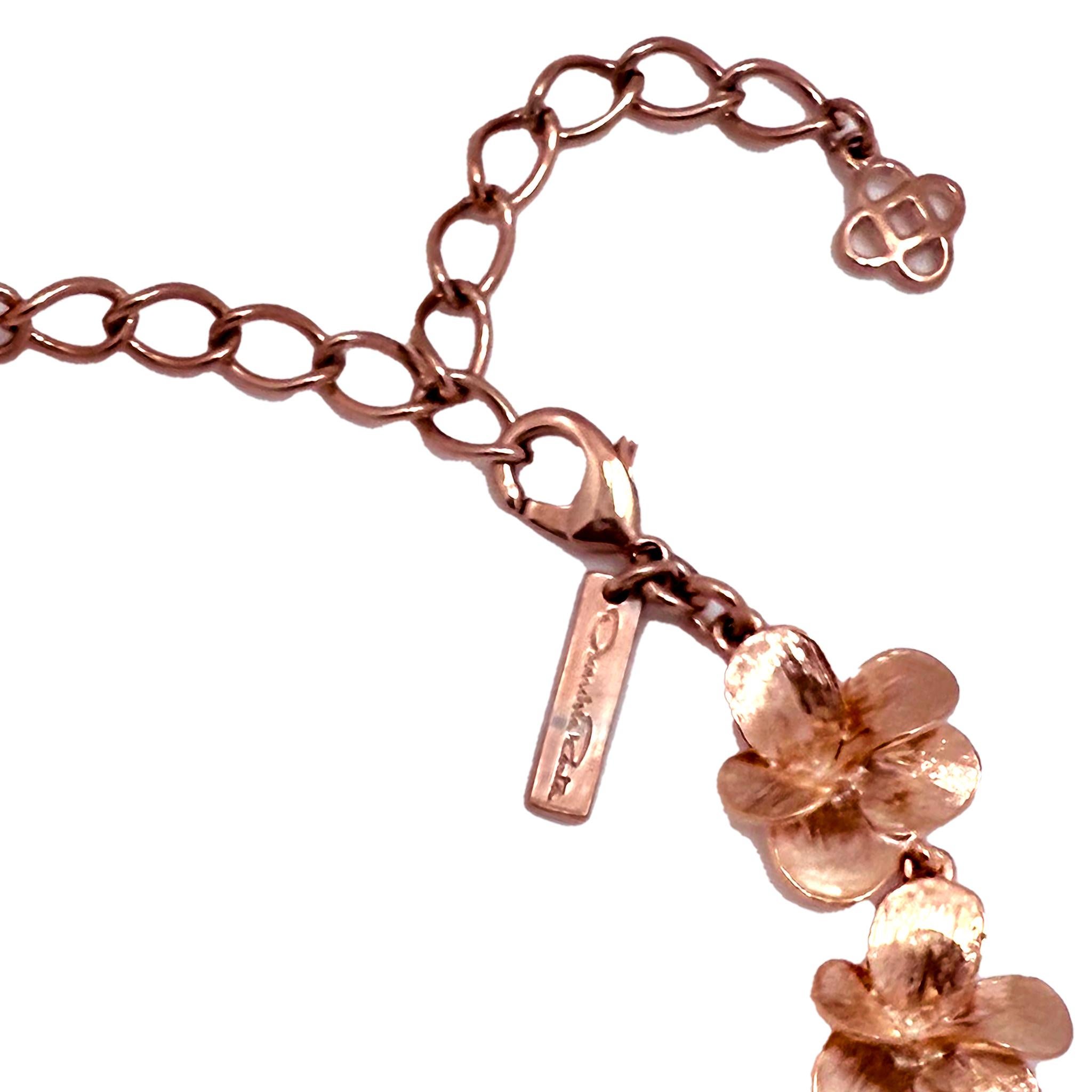 Oscar De La Renta Rose Gold Pansy Necklace Impressionistic Floral Design For Sale 1