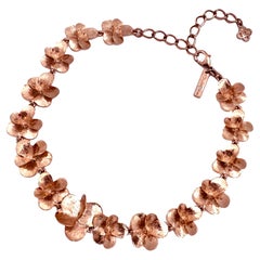 Oscar De La Renta Rose Gold Pansy Necklace Impressionistic Floral Design