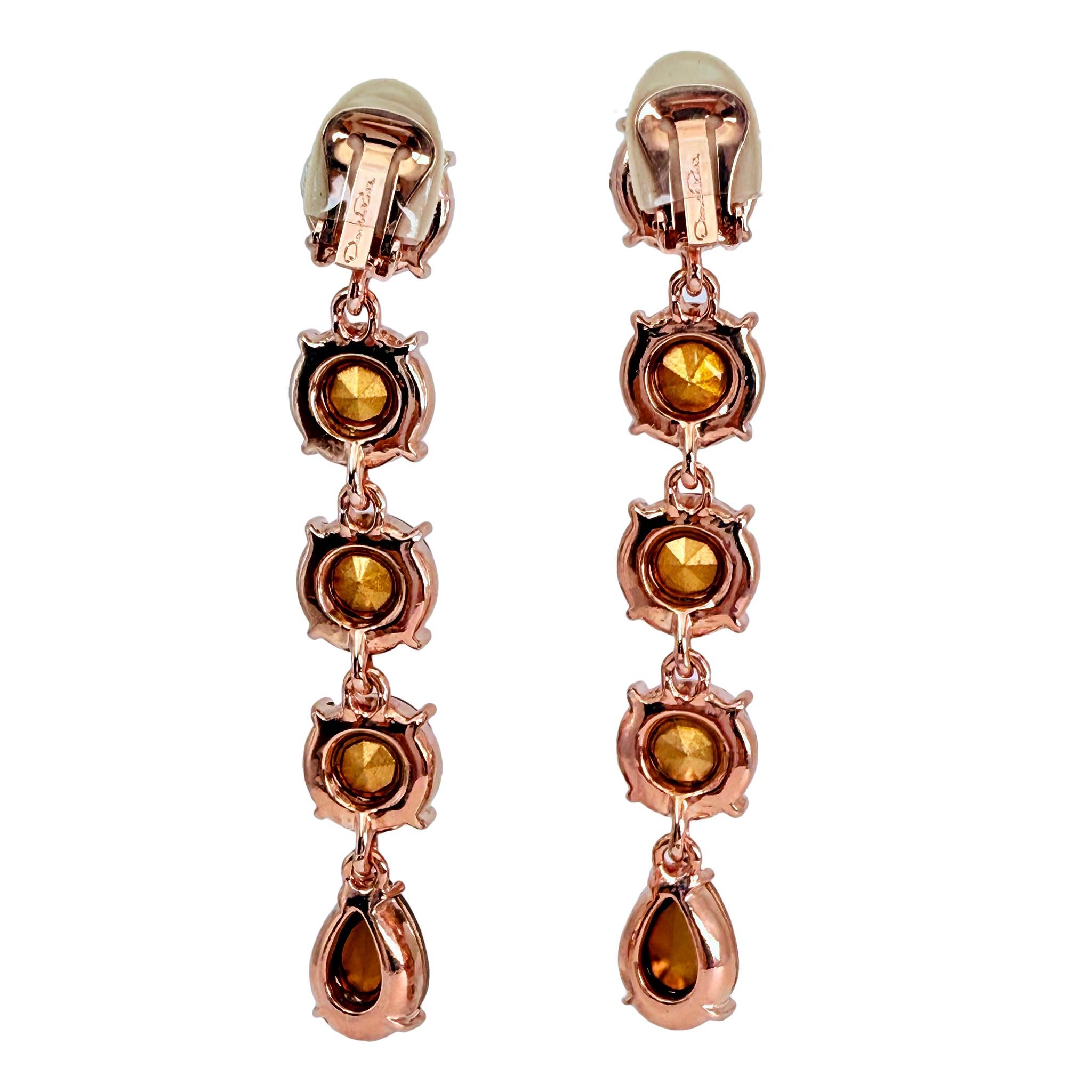 Oscar De La Renta Pendientes de gota de cristal de topacio ahumado en oro rosa Contemporáneo en venta 6