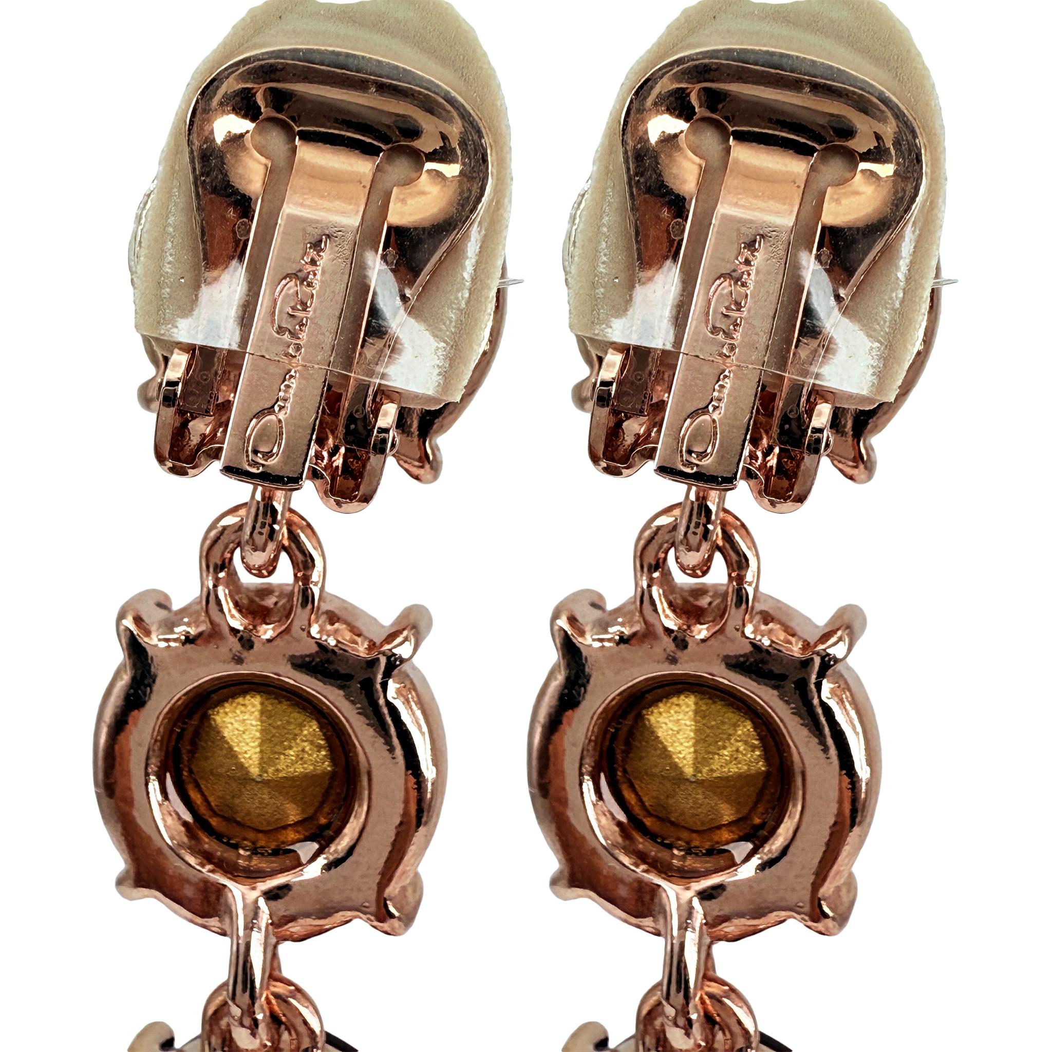 Oscar De La Renta Pendientes de gota de cristal de topacio ahumado en oro rosa Contemporáneo en venta 7