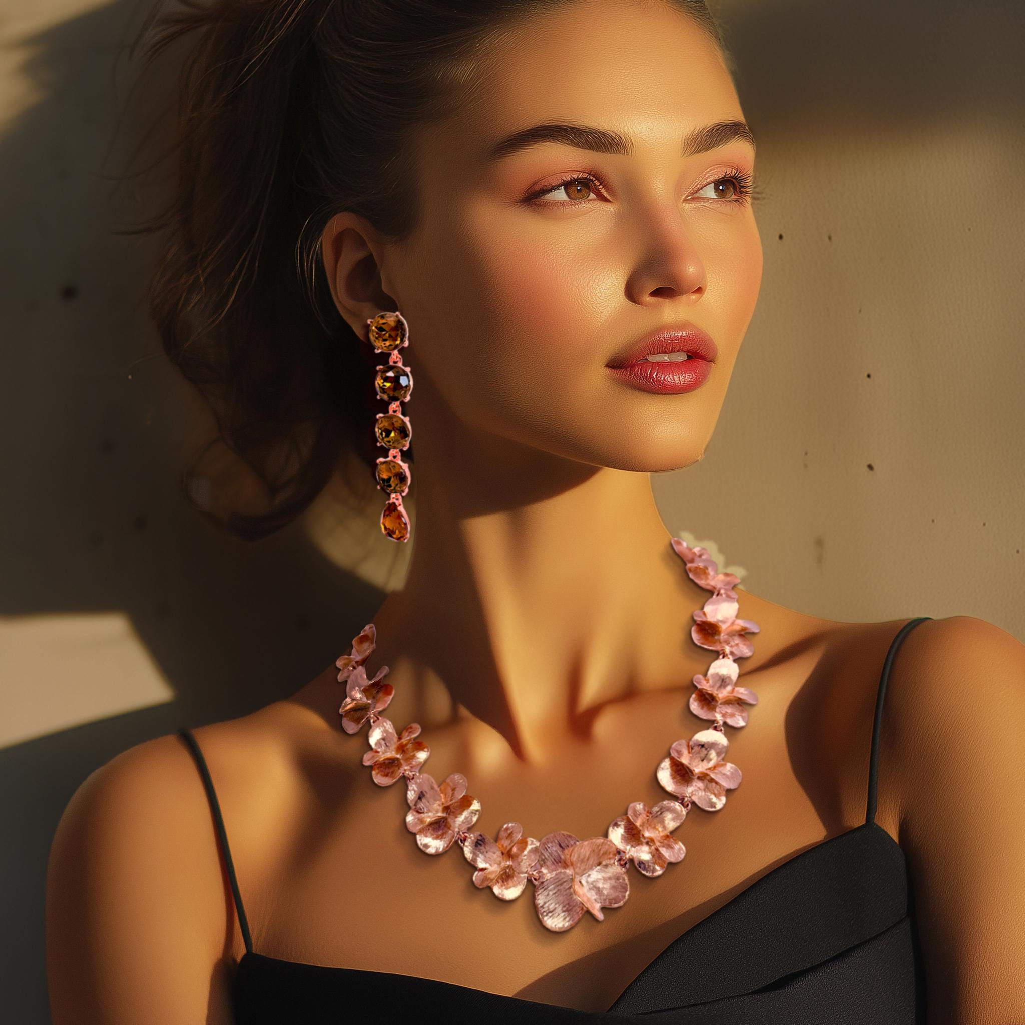 Oscar De La Renta Pendientes de gota de cristal de topacio ahumado en oro rosa Contemporáneo en venta 5