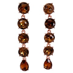 Oscar De La Renta Pendientes de gota de cristal de topacio ahumado en oro rosa Contemporáneo