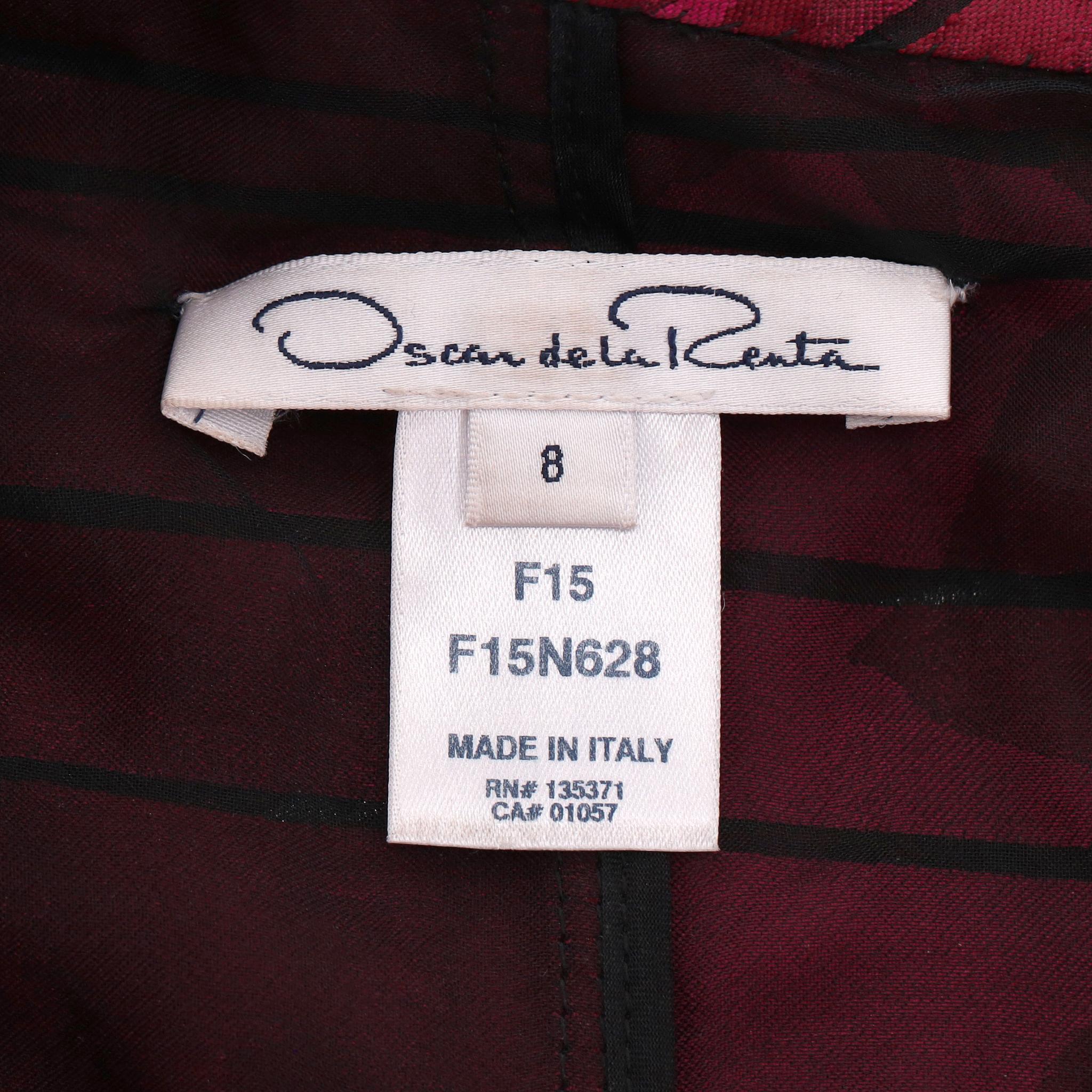 Oscar De La Renta - Robe en soie mélangée ornée de dentelle imprimée en rose en vente 3