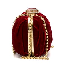 Oscar De La Renta Ruby Red Goa Velvet Clutch