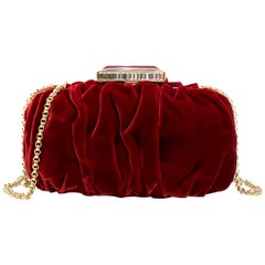 Oscar De La Renta Ruby Red Goa Velvet Clutch