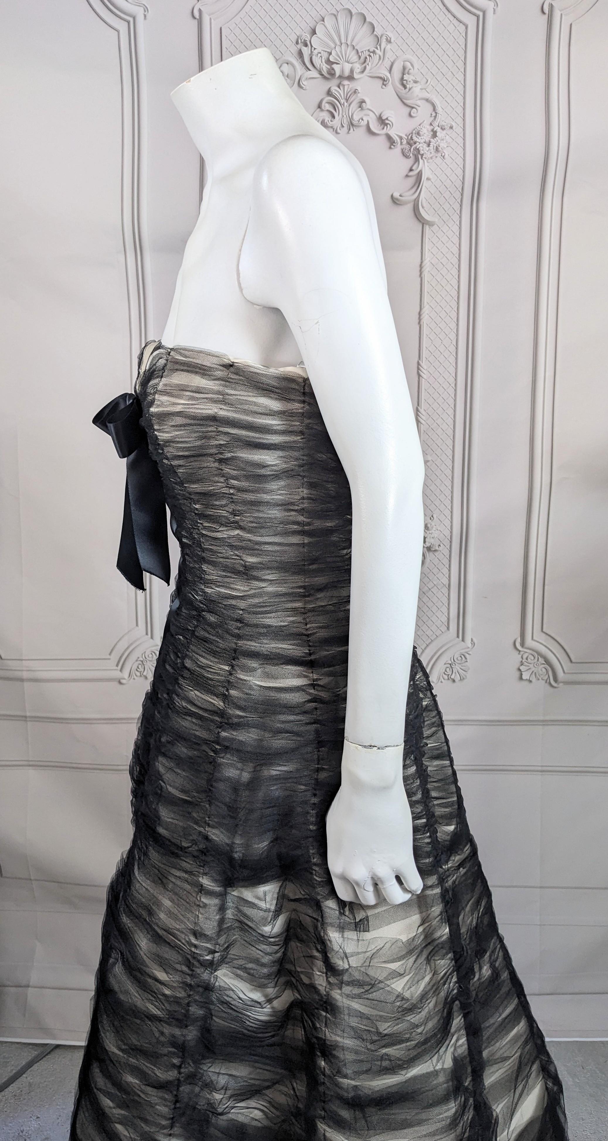 Oscar de la Renta Ruched Tulle and Satin Gown For Sale 5