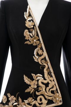 Oscar De la Renta Runway Black Lesage Embroidered Evening Jacket, Fall 1992