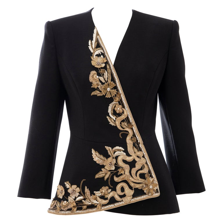 Oscar De la Renta Runway Black Lesage Embroidered Evening Jacket, Fall