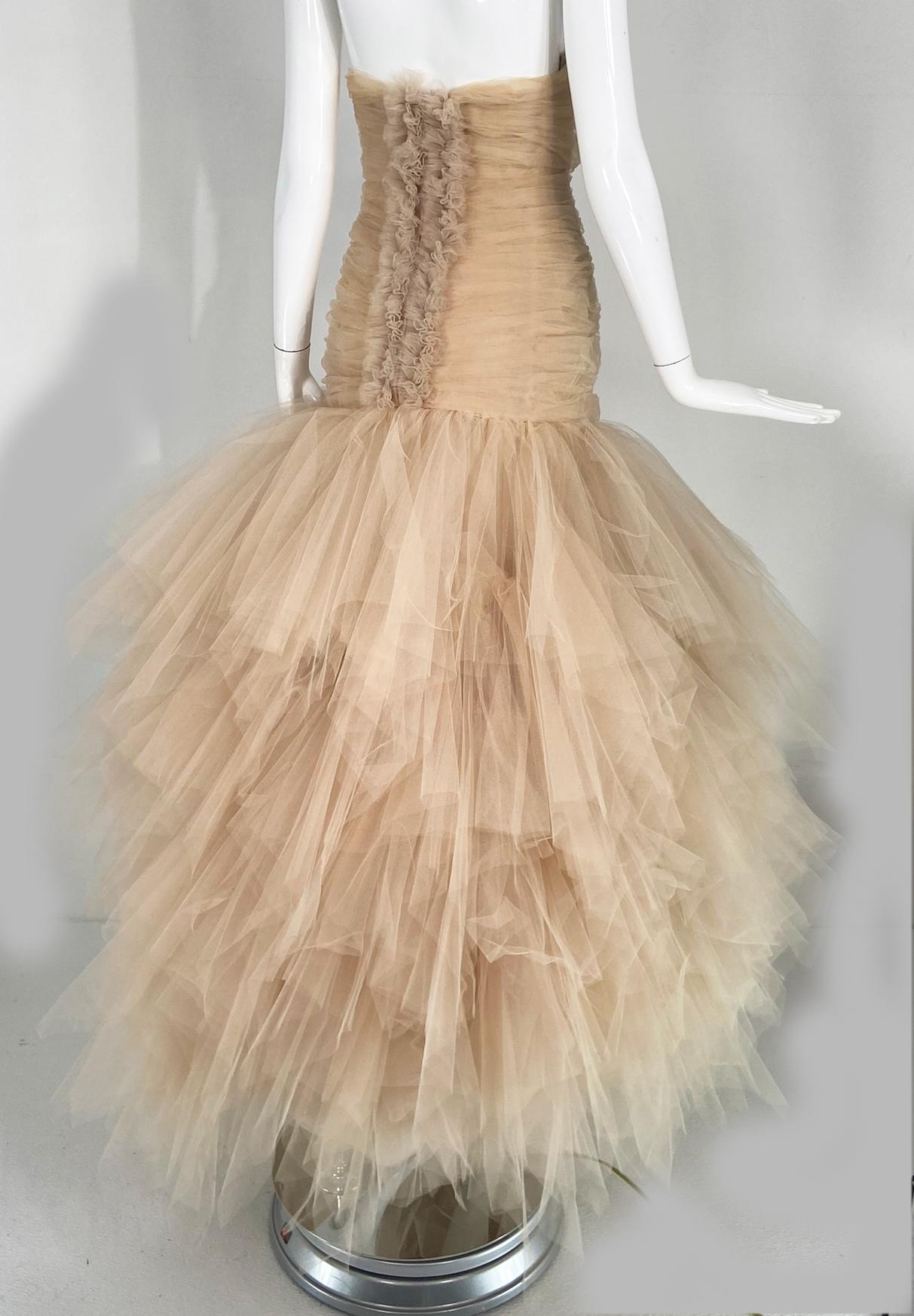 Oscar de la Renta Runway Champagne Layered Tulle Strapless Gown 2007  1