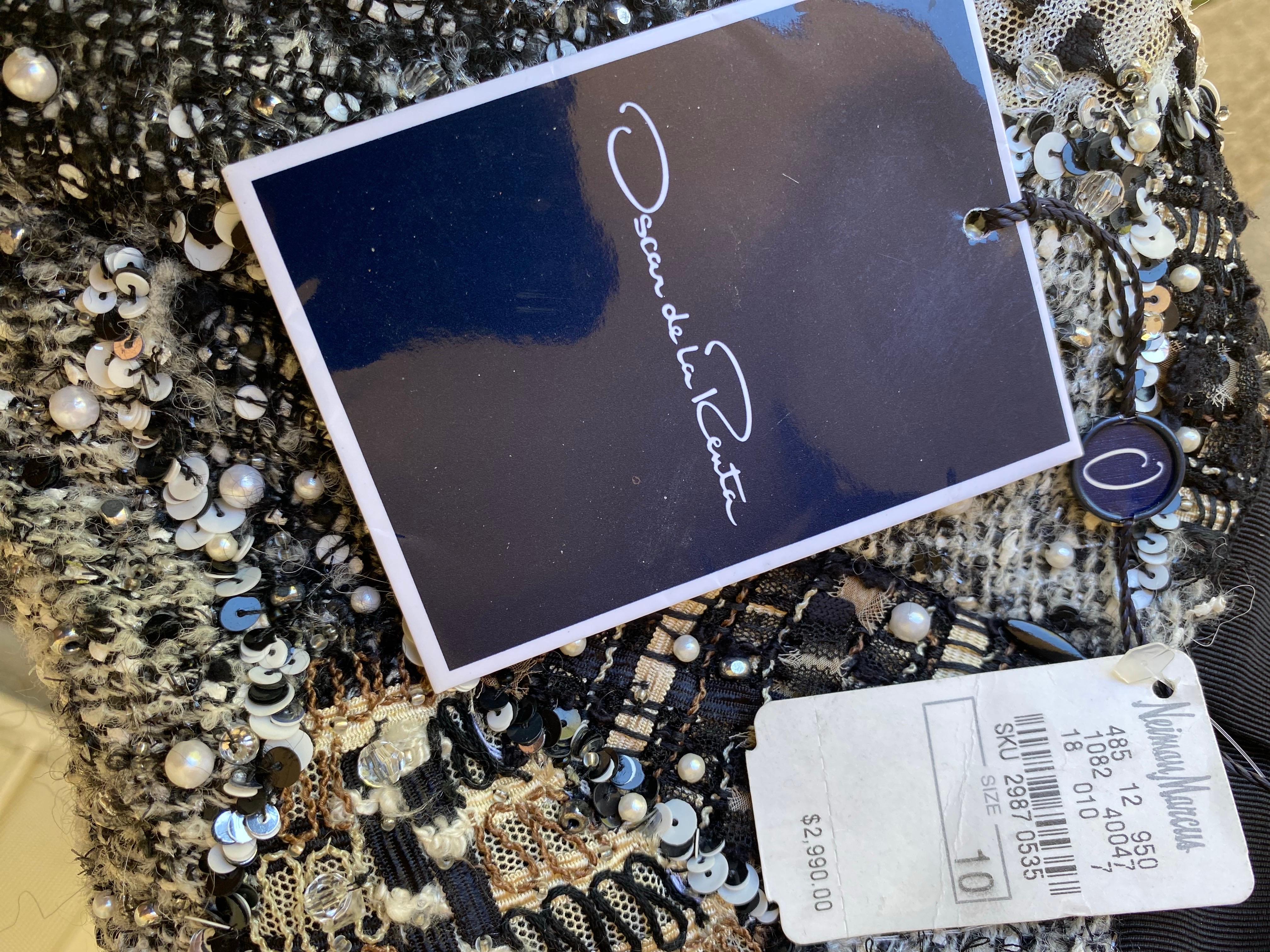 Oscar De La Renta Runway Collection for NM jupe en patchwork de perles Taille 10 en vente 11