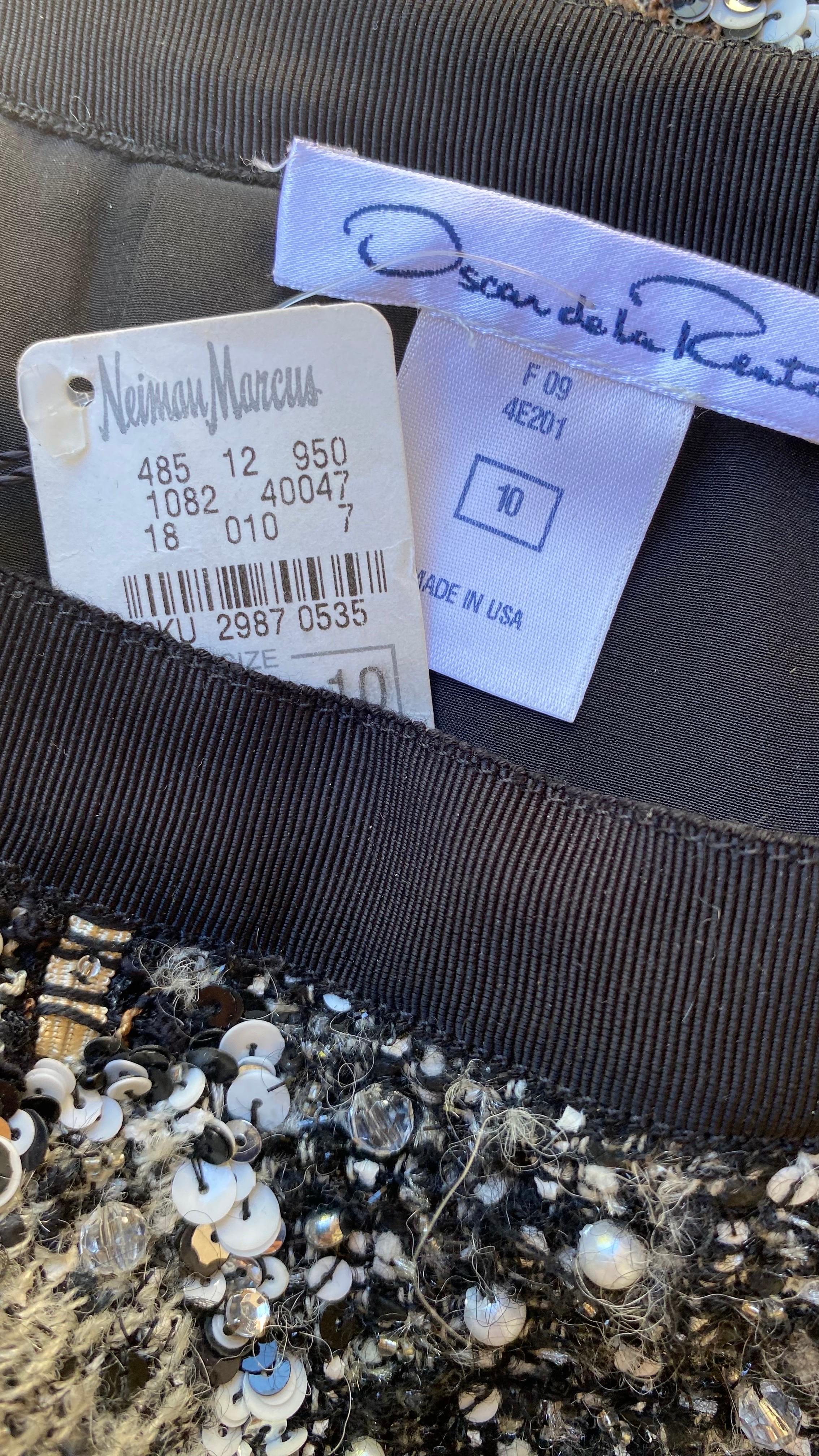 Oscar De La Renta Runway Collection for NM jupe en patchwork de perles Taille 10 en vente 12