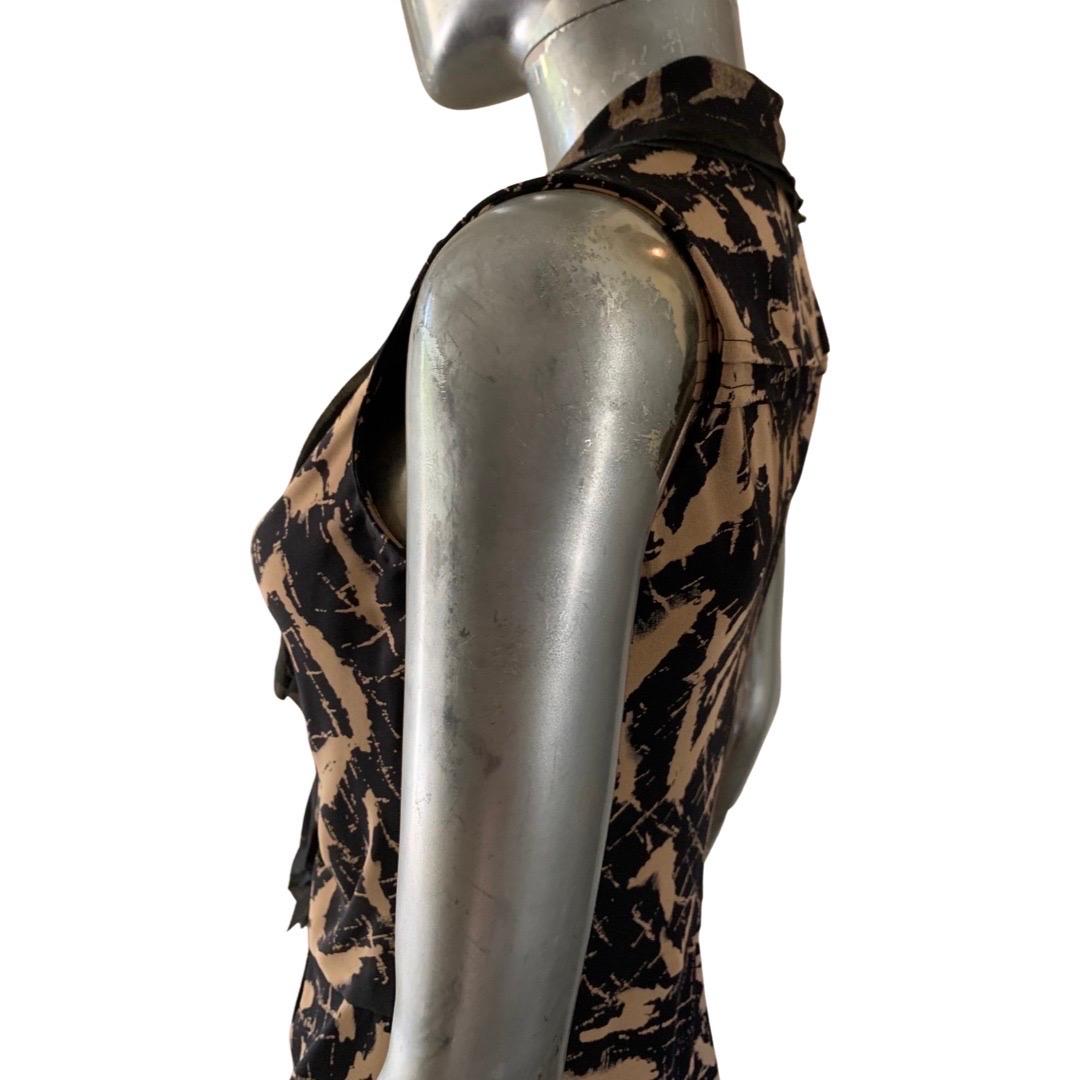 Women's Oscar De La Renta Runway Collection Sheath Black/Tan Print Dress. Size 8  For Sale