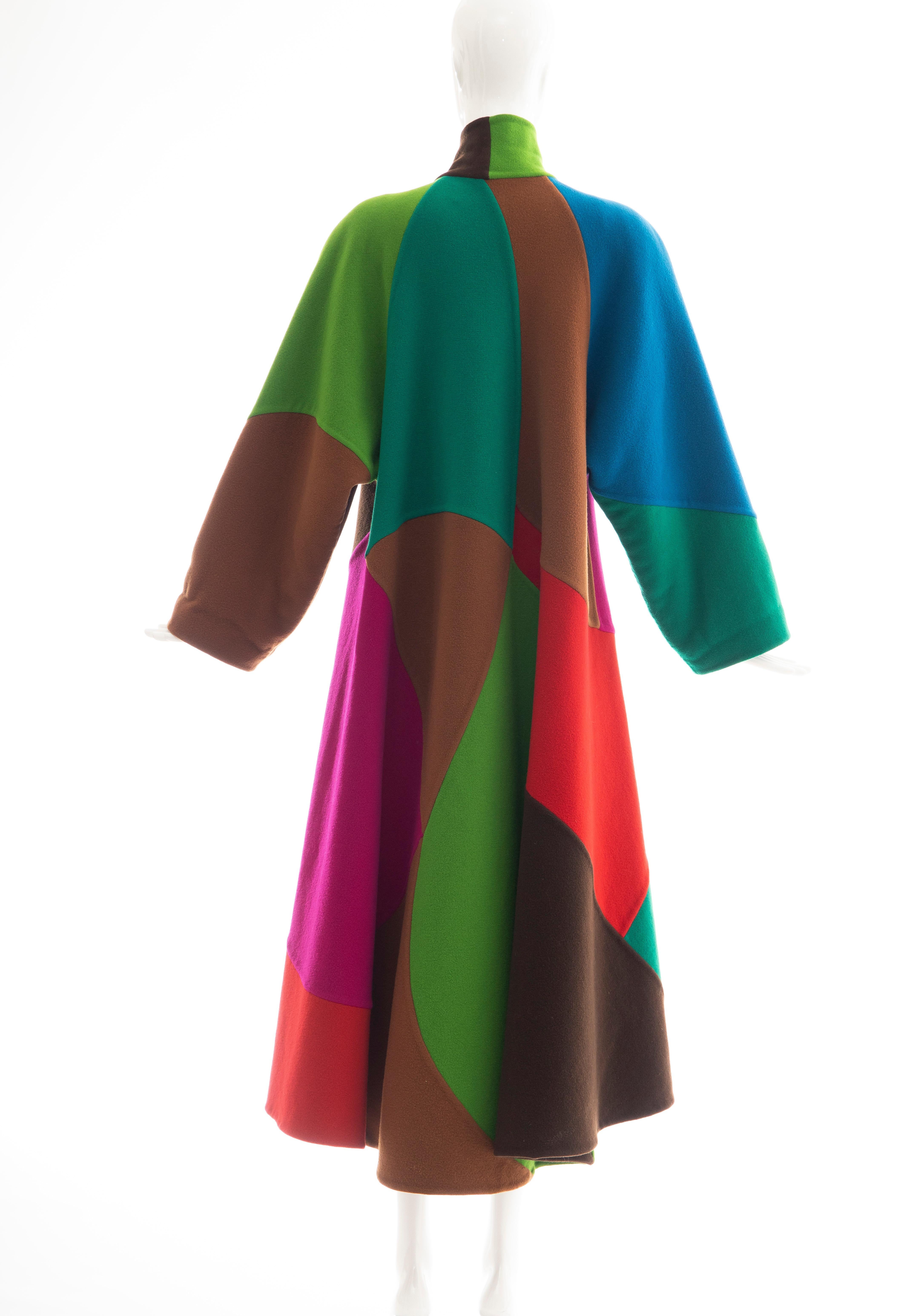 Oscar de la Renta Runway Double Faced Wool Color-Block Swing Coat, Fall 1991 6