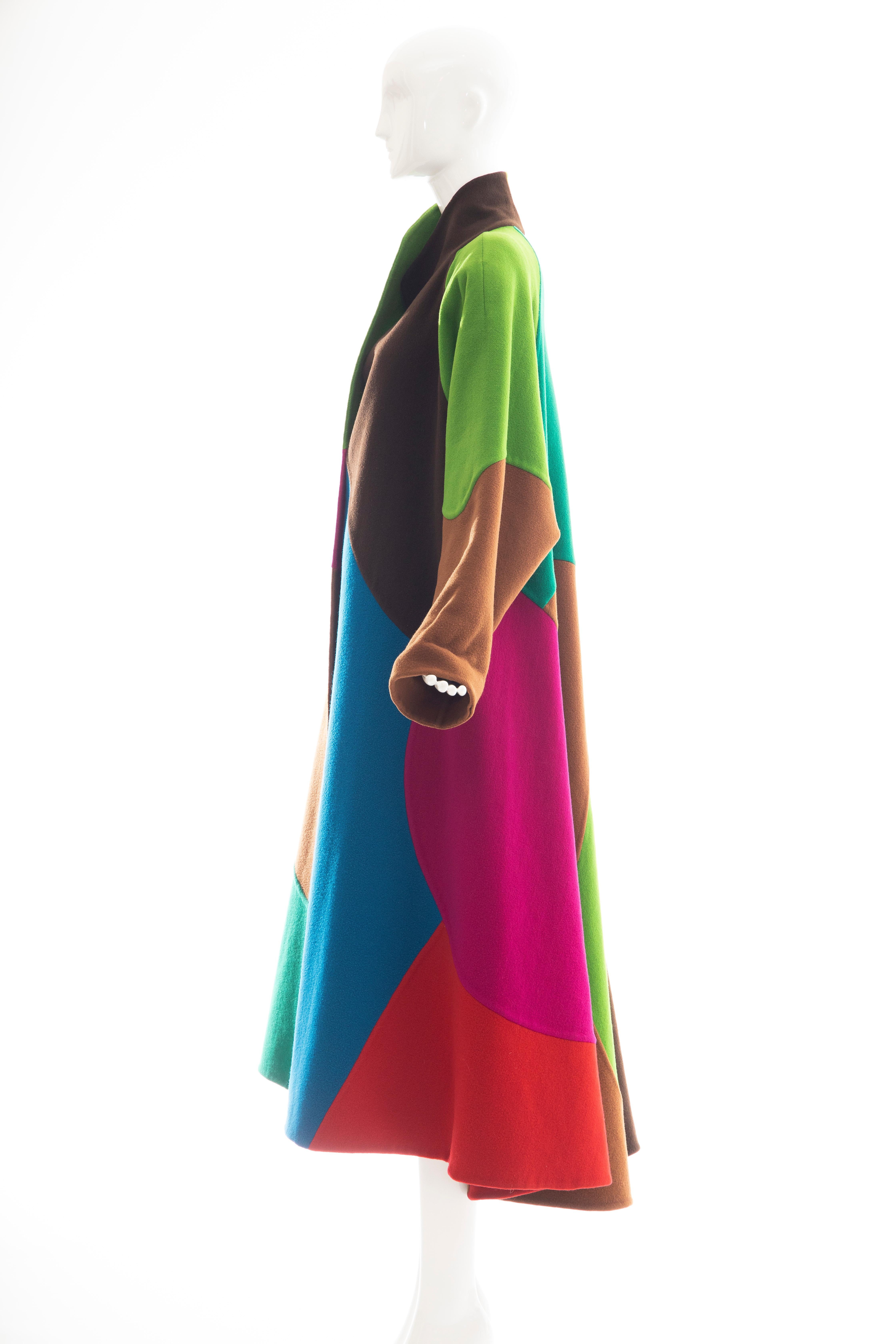 Oscar de la Renta Runway Double Faced Wool Color-Block Swing Coat, Fall 1991 8
