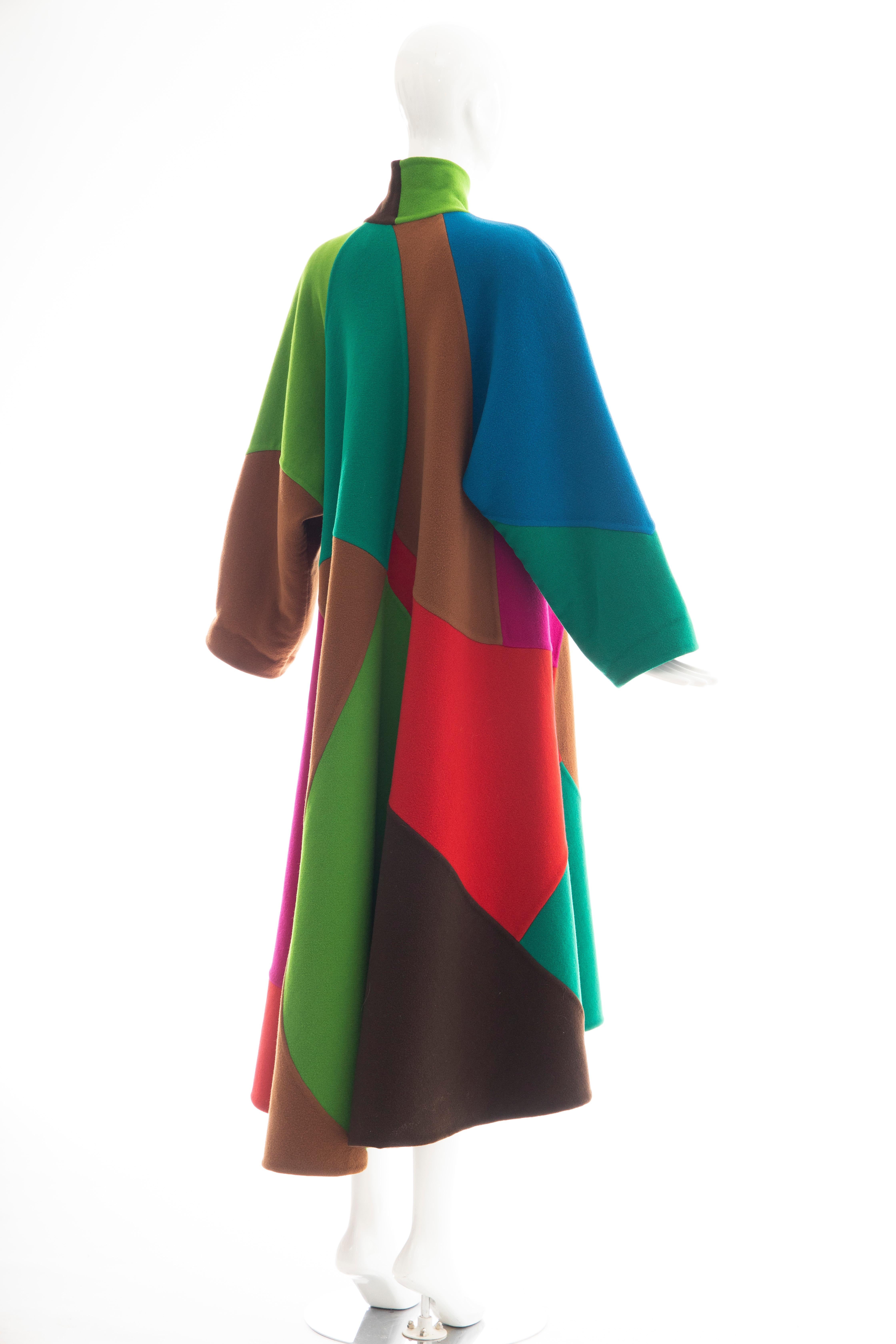 Oscar de la Renta Runway Double Faced Wool Color-Block Swing Coat, Fall 1991 2