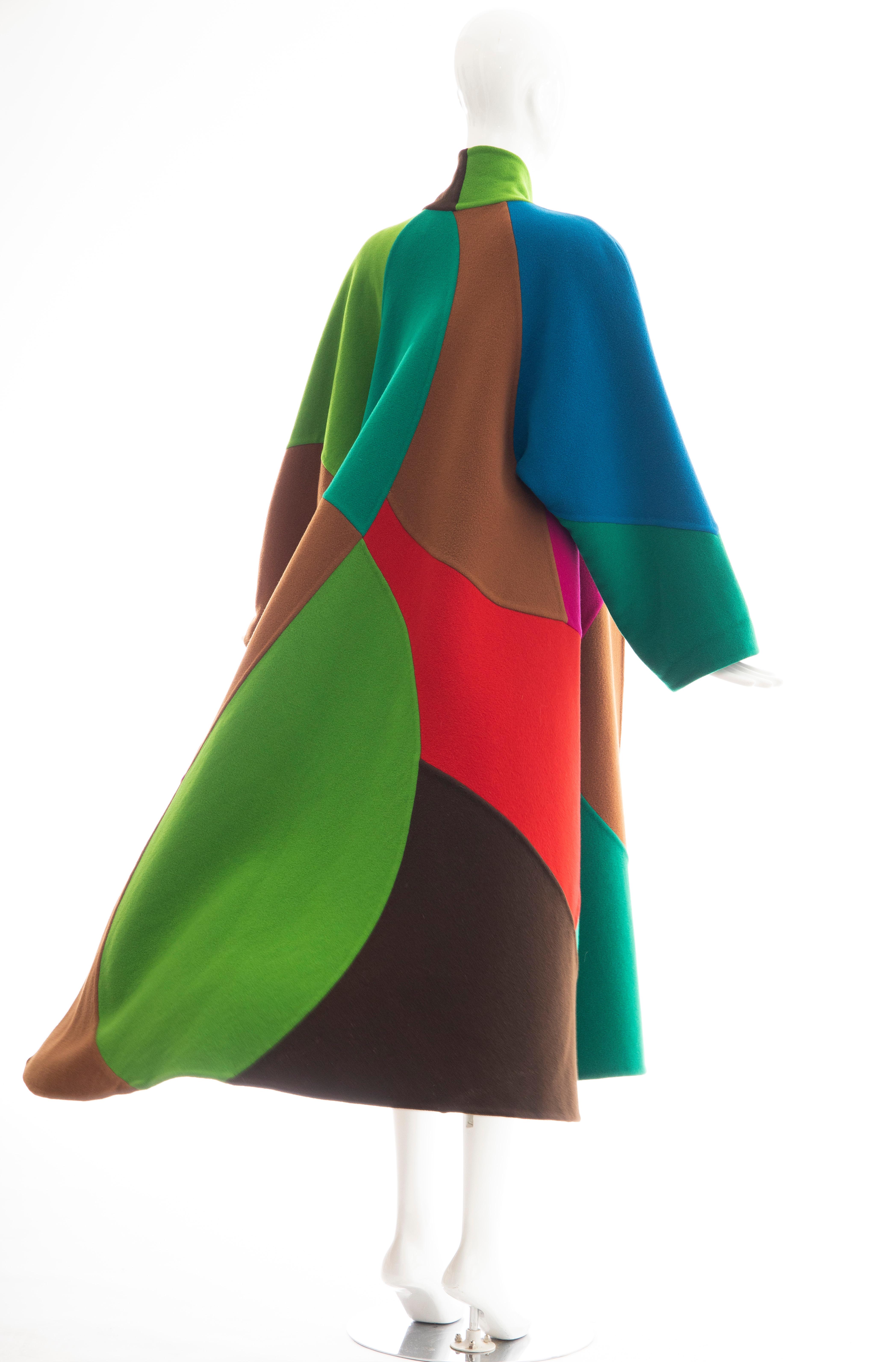 Oscar de la Renta Runway Double Faced Wool Color-Block Swing Coat, Fall 1991 3