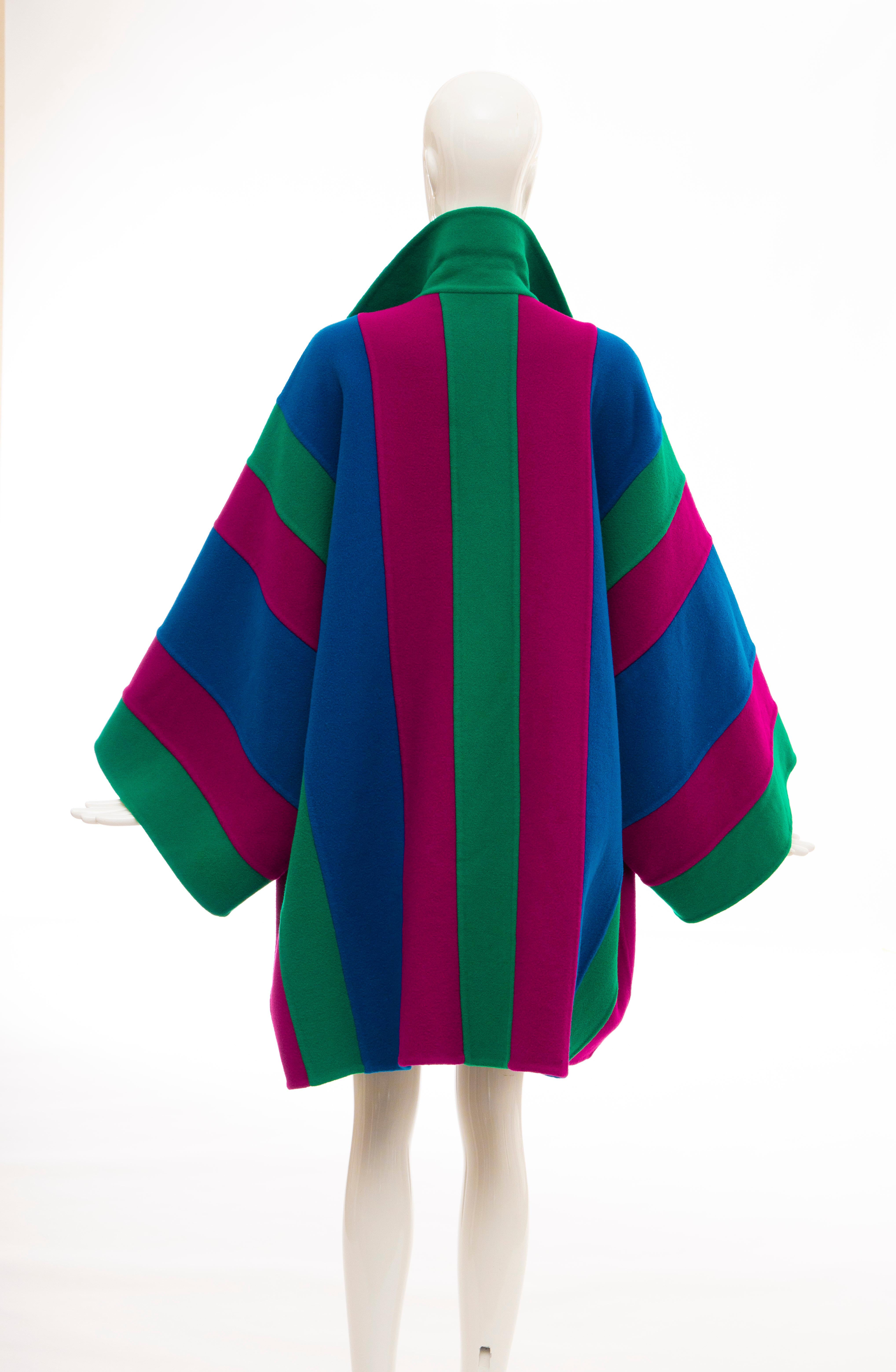 Oscar de la Renta Runway Double-Faced Wool Striped Coat, Fall 1991 For Sale 5