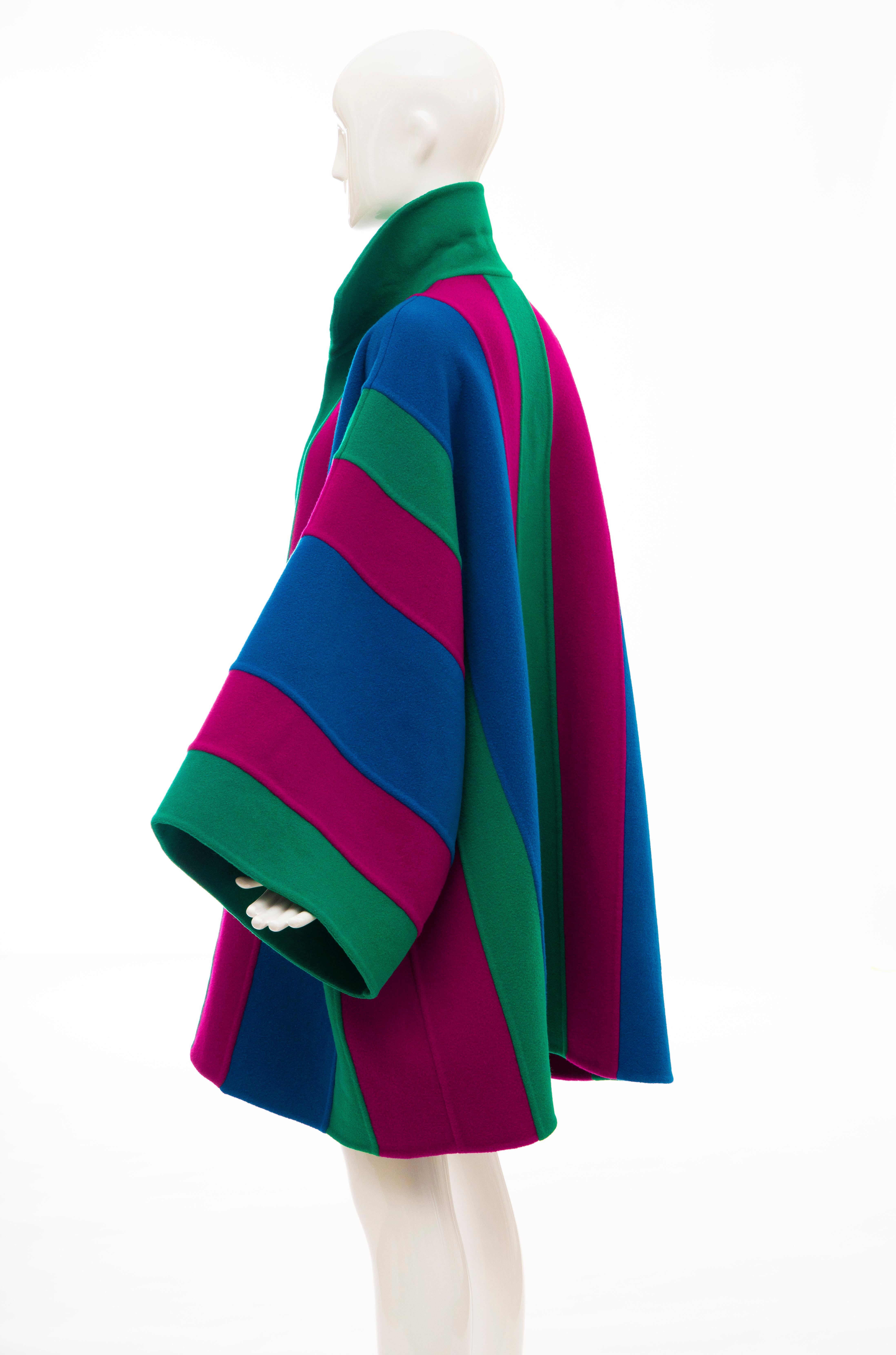 Oscar de la Renta Runway Double-Faced Wool Striped Coat, Fall 1991 For Sale 7