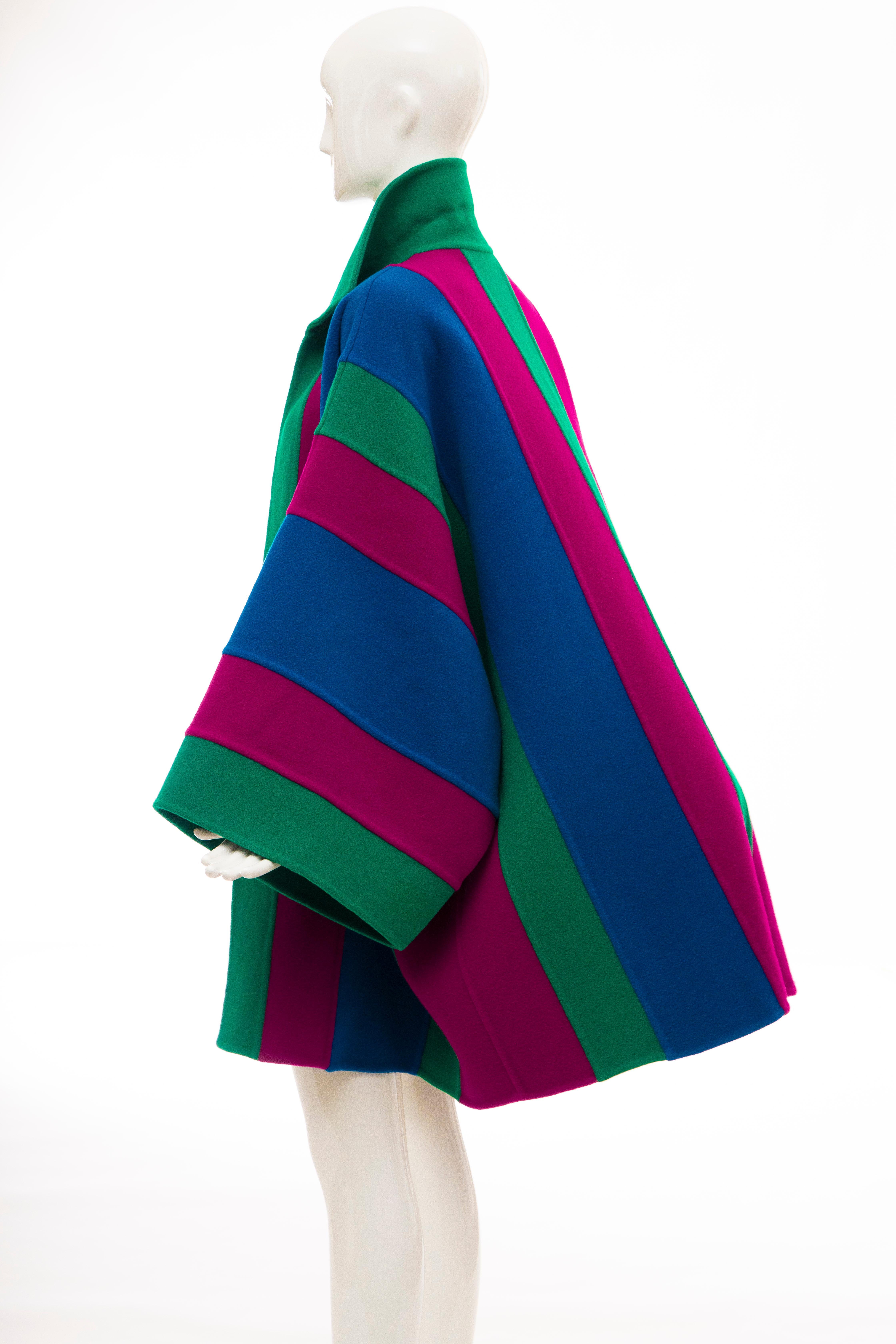 Oscar de la Renta Runway Double-Faced Wool Striped Coat, Fall 1991 For Sale 8