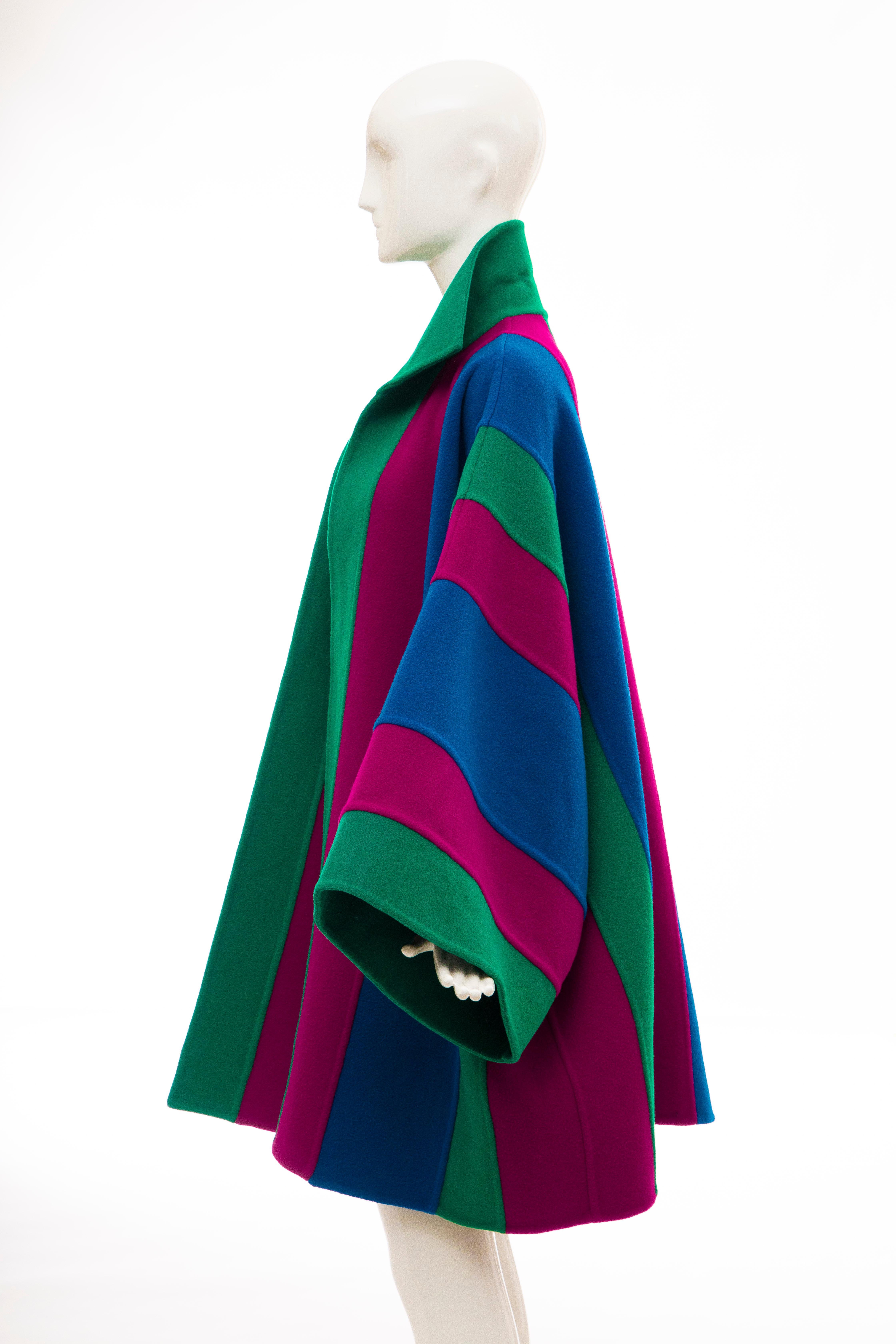 Oscar de la Renta Runway Double-Faced Wool Striped Coat, Fall 1991 For Sale 9