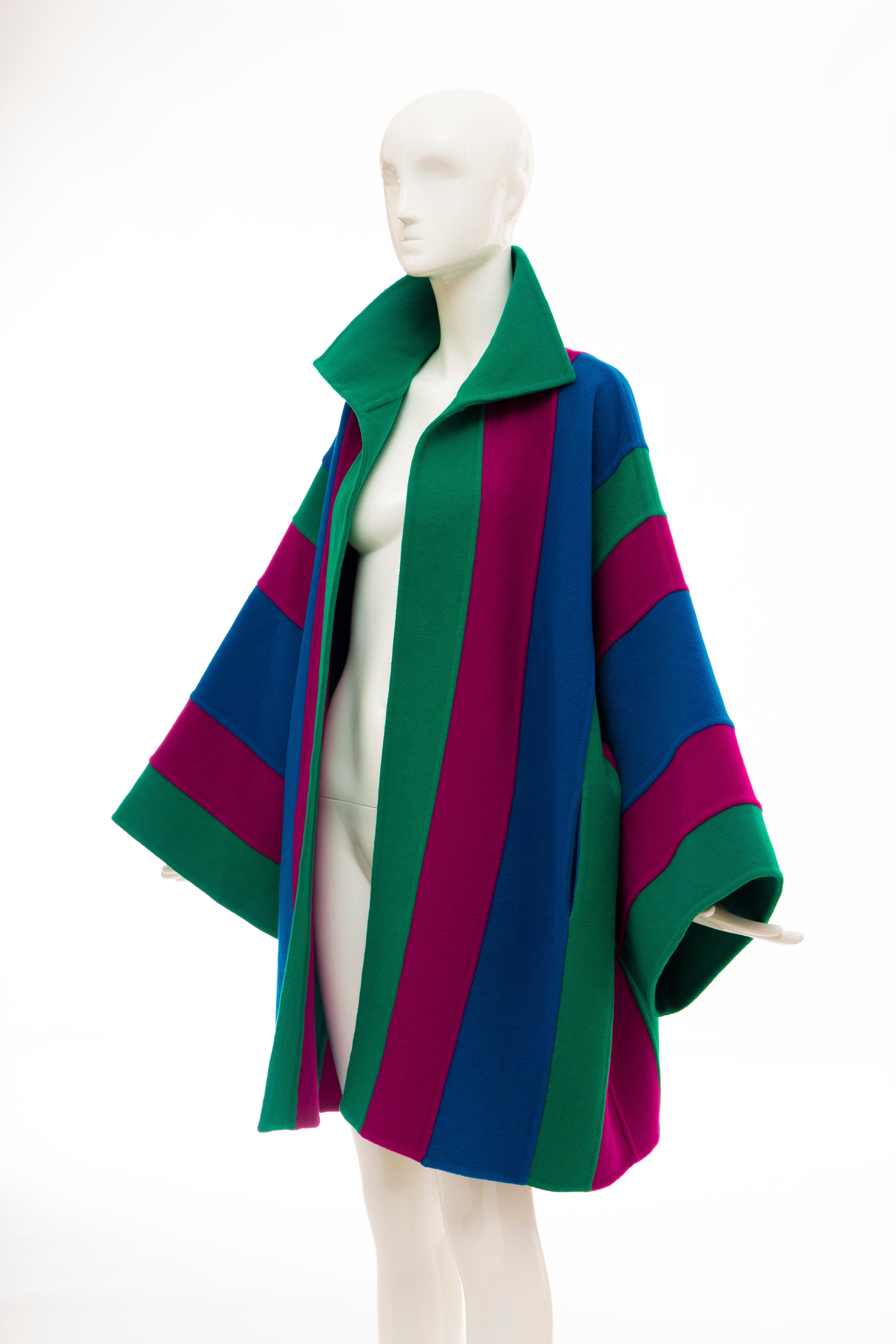 Oscar de la Renta Runway Double-Faced Wool Striped Coat, Fall 1991 For Sale 10
