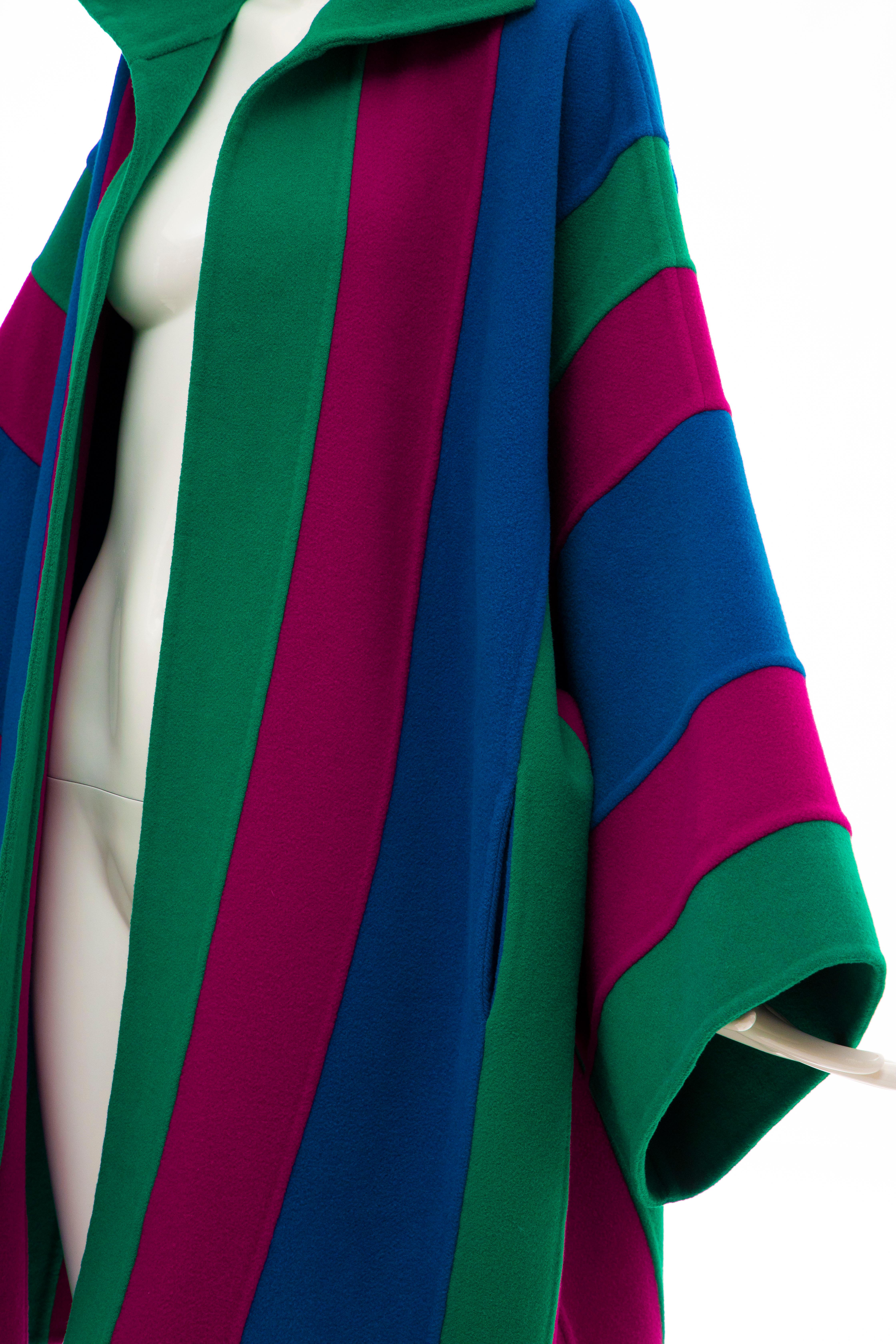 Oscar de la Renta Runway Double-Faced Wool Striped Coat, Fall 1991 For Sale 11