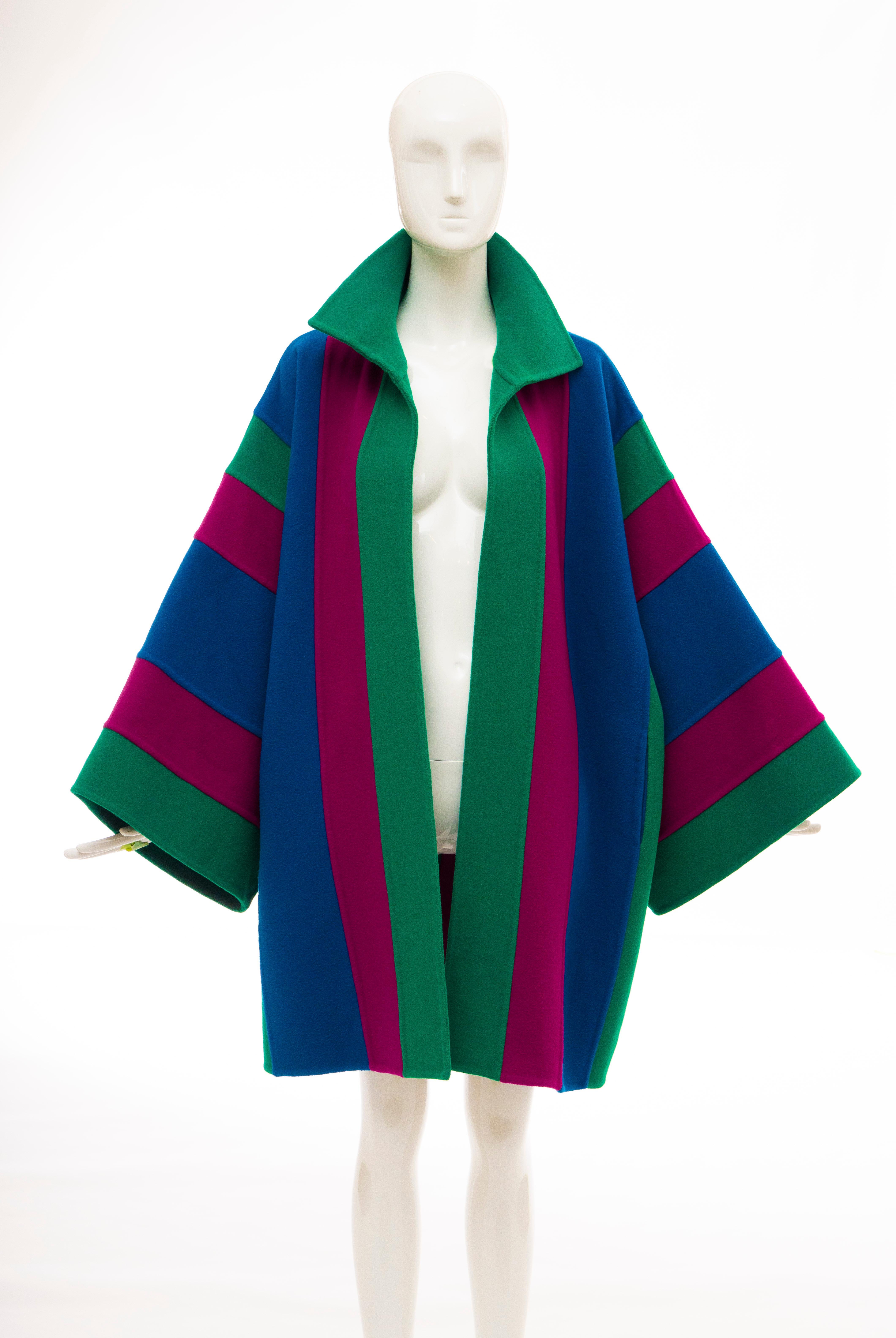 Oscar de la Renta Runway Double-Faced Wool Striped Coat, Fall 1991 For Sale 12