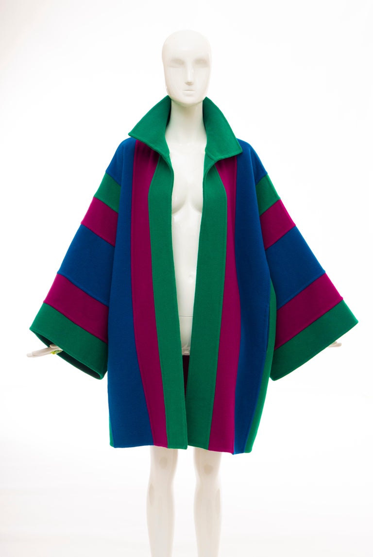 Oscar de la Renta Runway Double-Faced Wool Striped Coat, Fall 1991 For ...
