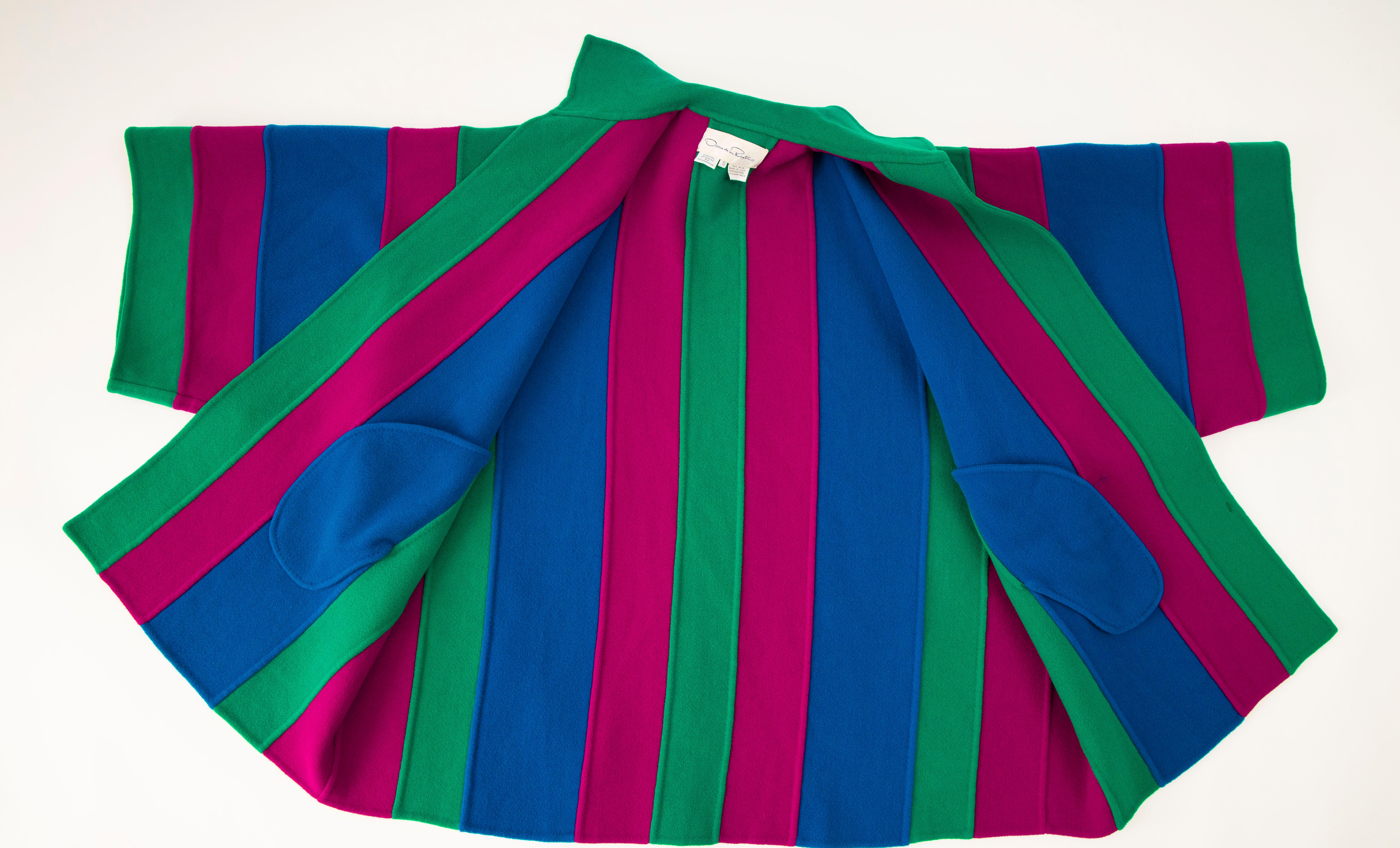 Oscar de la Renta Runway Double-Faced Wool Striped Coat, Fall 1991 For Sale 13