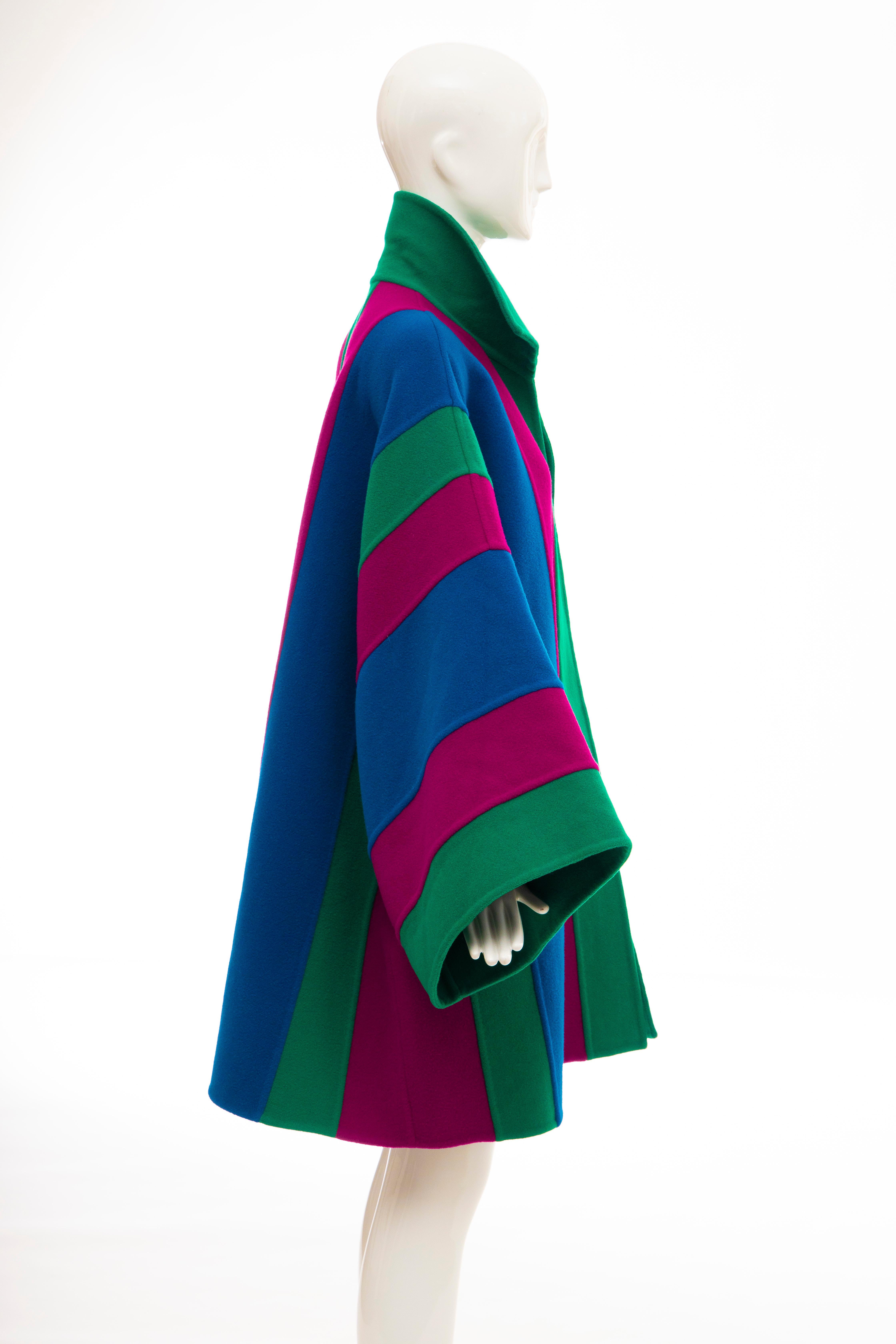 Women's Oscar de la Renta Runway Double-Faced Wool Striped Coat, Fall 1991 For Sale