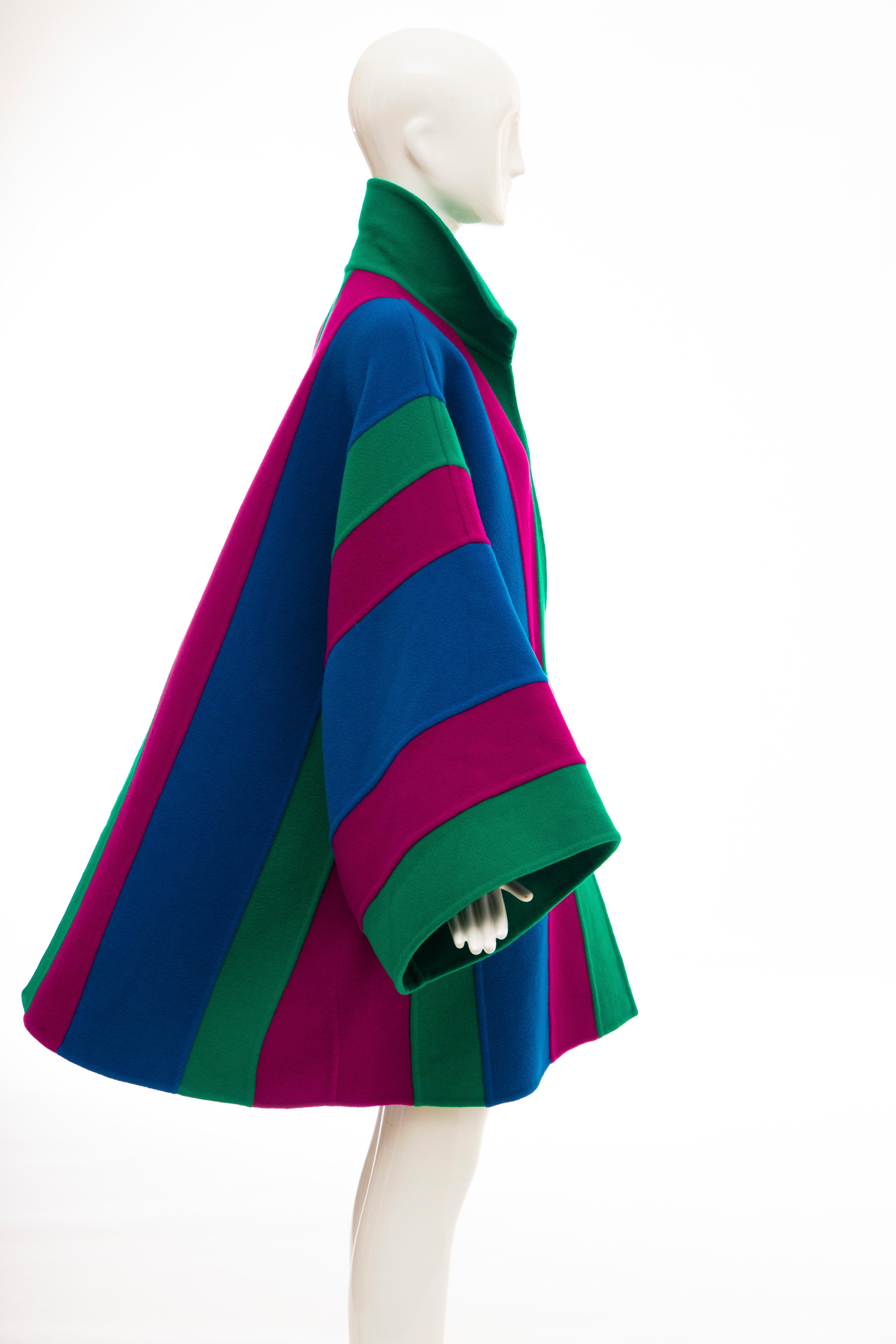 Oscar de la Renta Runway Double-Faced Wool Striped Coat, Fall 1991 For Sale 1