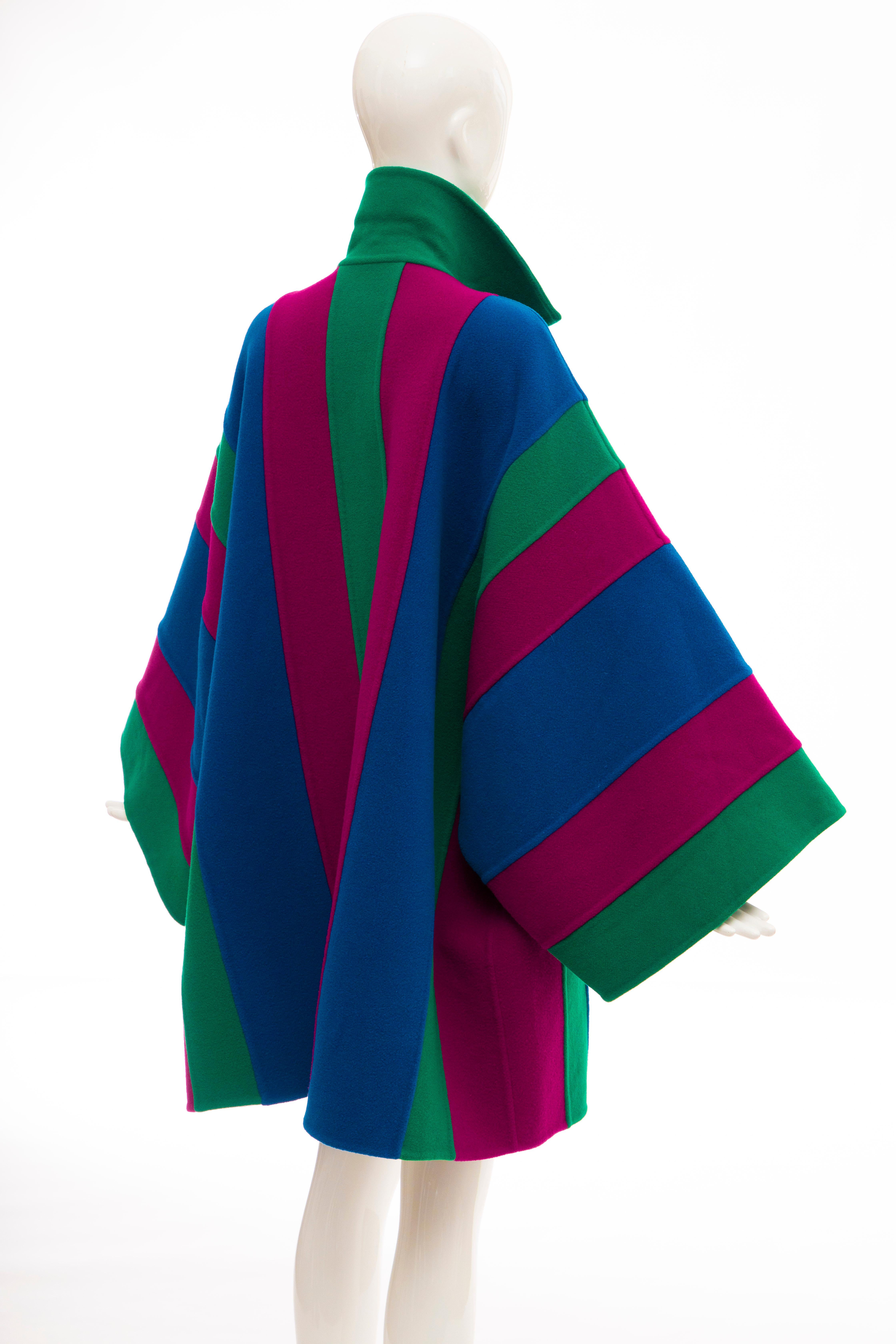Oscar de la Renta Runway Double-Faced Wool Striped Coat, Fall 1991 For Sale 2