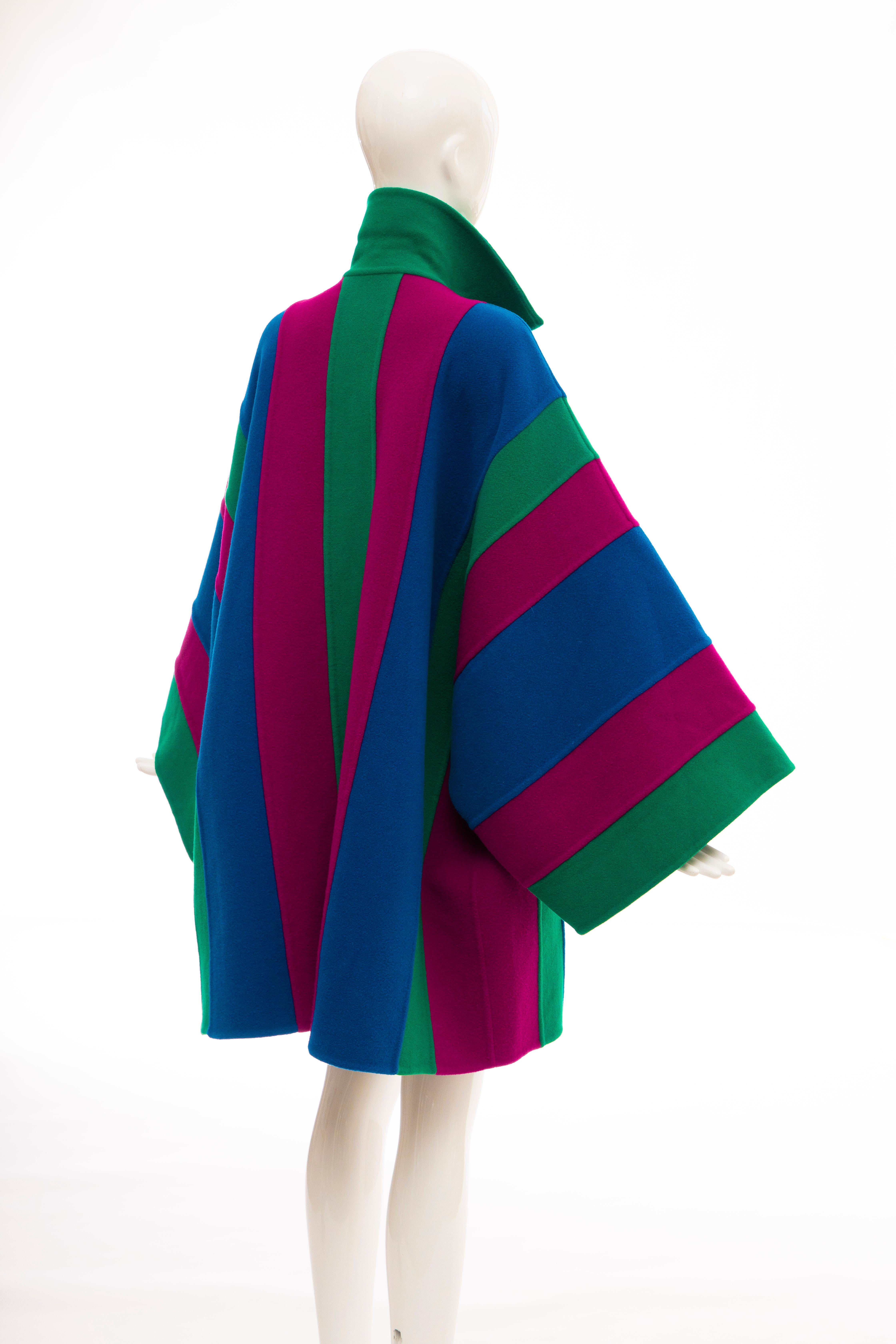 Oscar de la Renta Runway Double-Faced Wool Striped Coat, Fall 1991 For Sale 3