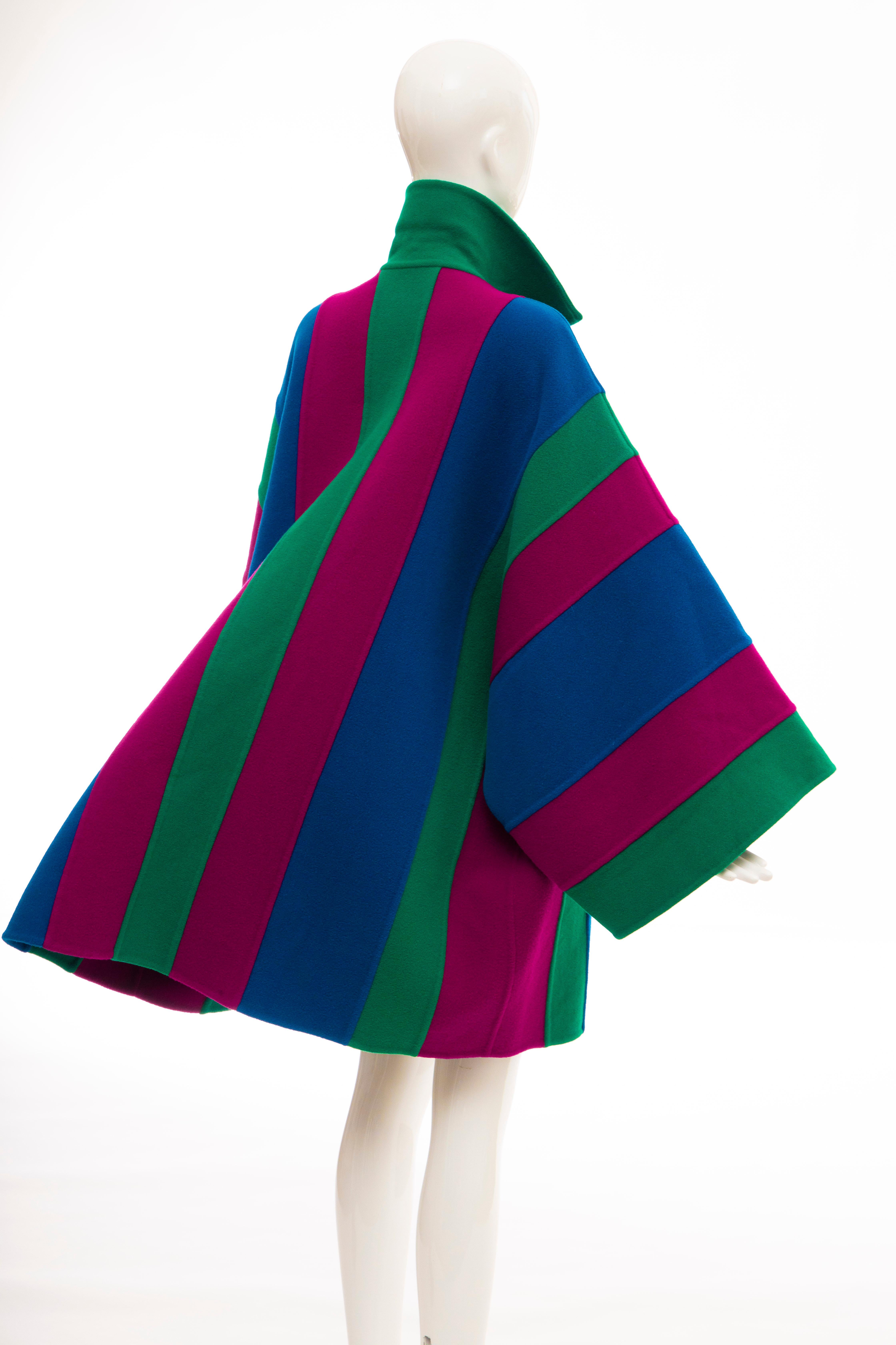 Oscar de la Renta Runway Double-Faced Wool Striped Coat, Fall 1991 For Sale 4