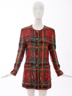 Oscar De la Renta Runway Embroidered Sequin Beaded Evening Jacket, Fall 1991