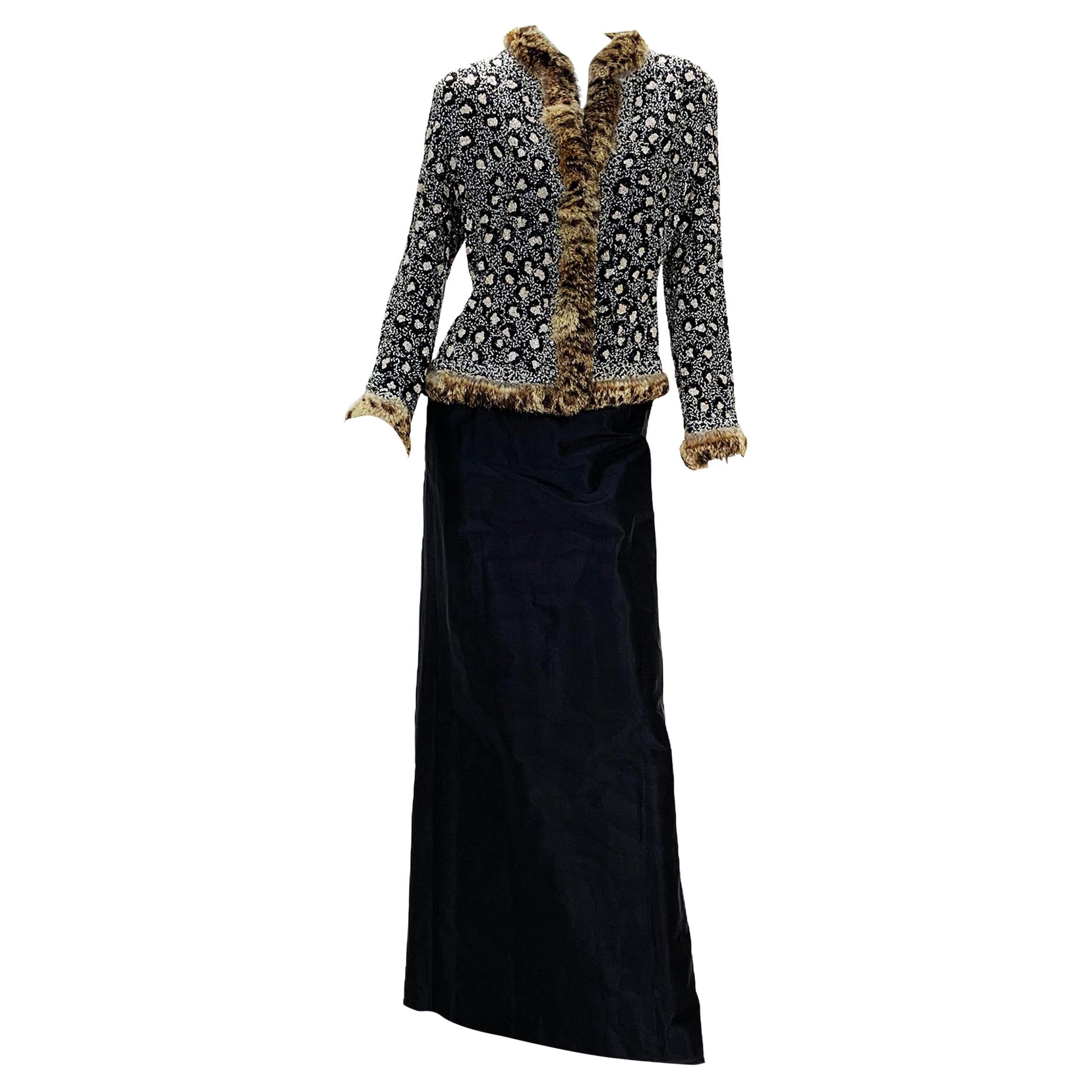 Oscar De La Renta - Gonna con pelliccia e motivo leopardato - 10