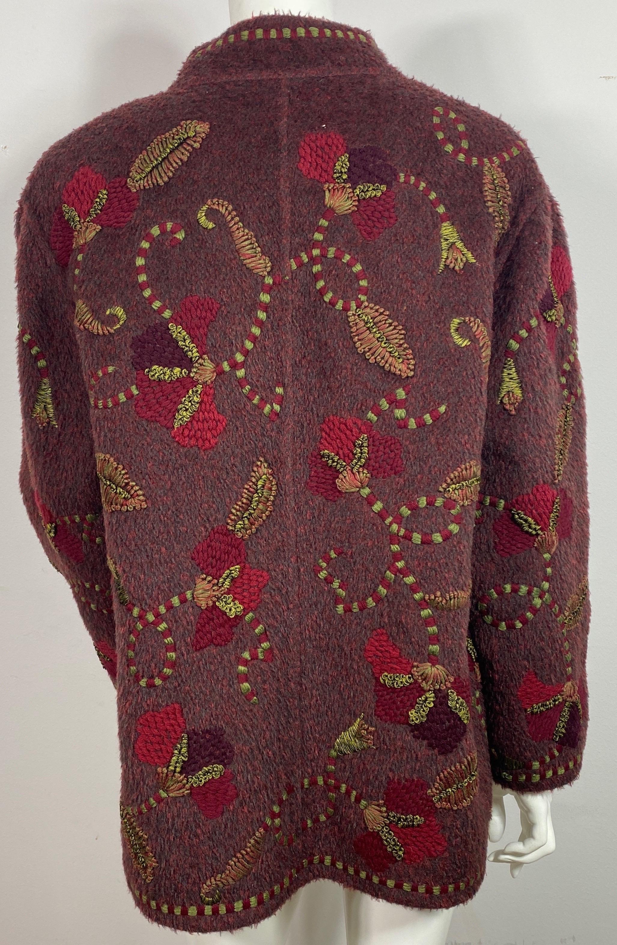 Oscar de La Renta Runway Fall 2000 Jewel tone Wool Embroidered Jacket-Size 6 For Sale 6