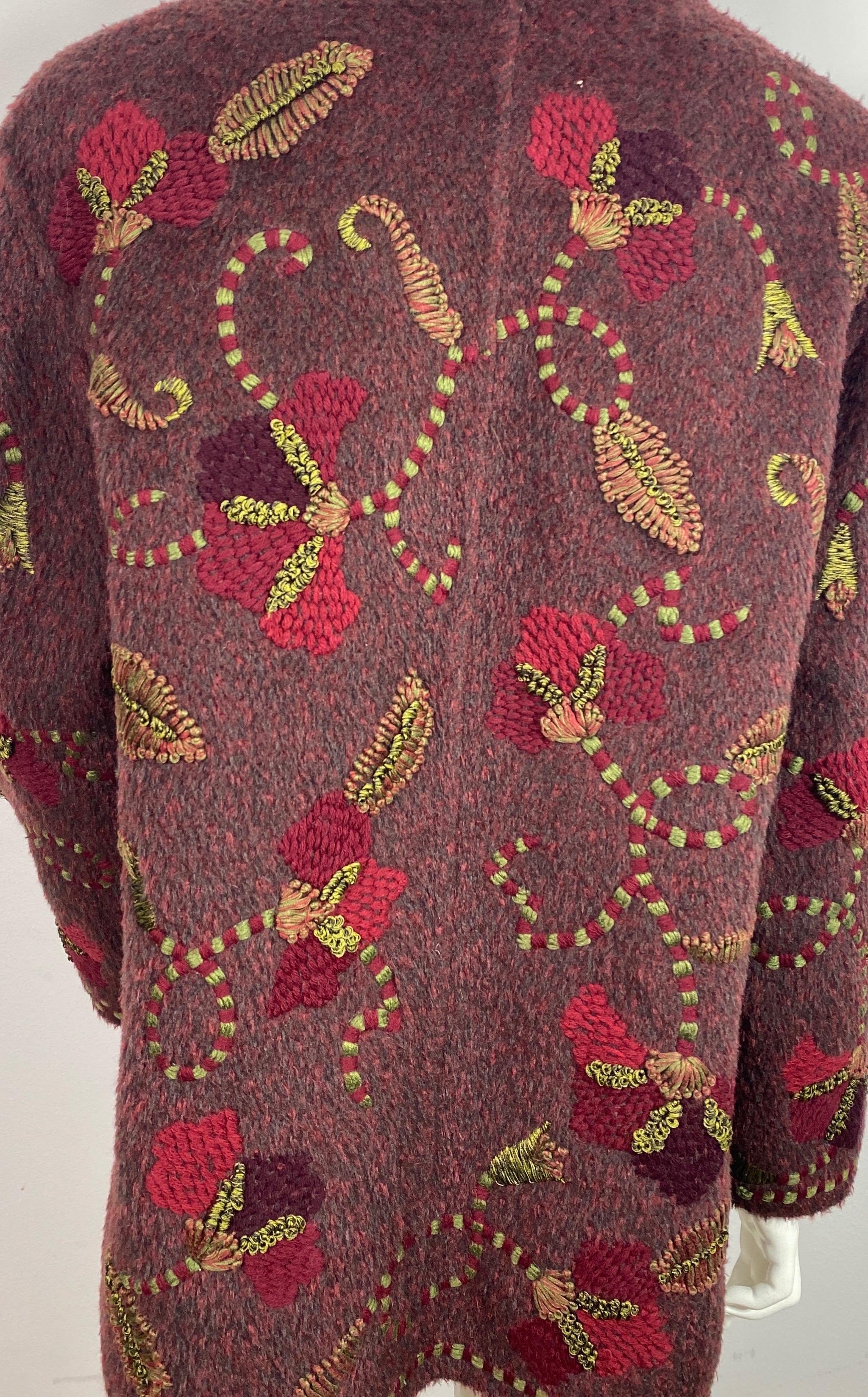 Oscar de La Renta Runway Fall 2000 Jewel tone Wool Embroidered Jacket-Size 6 For Sale 7
