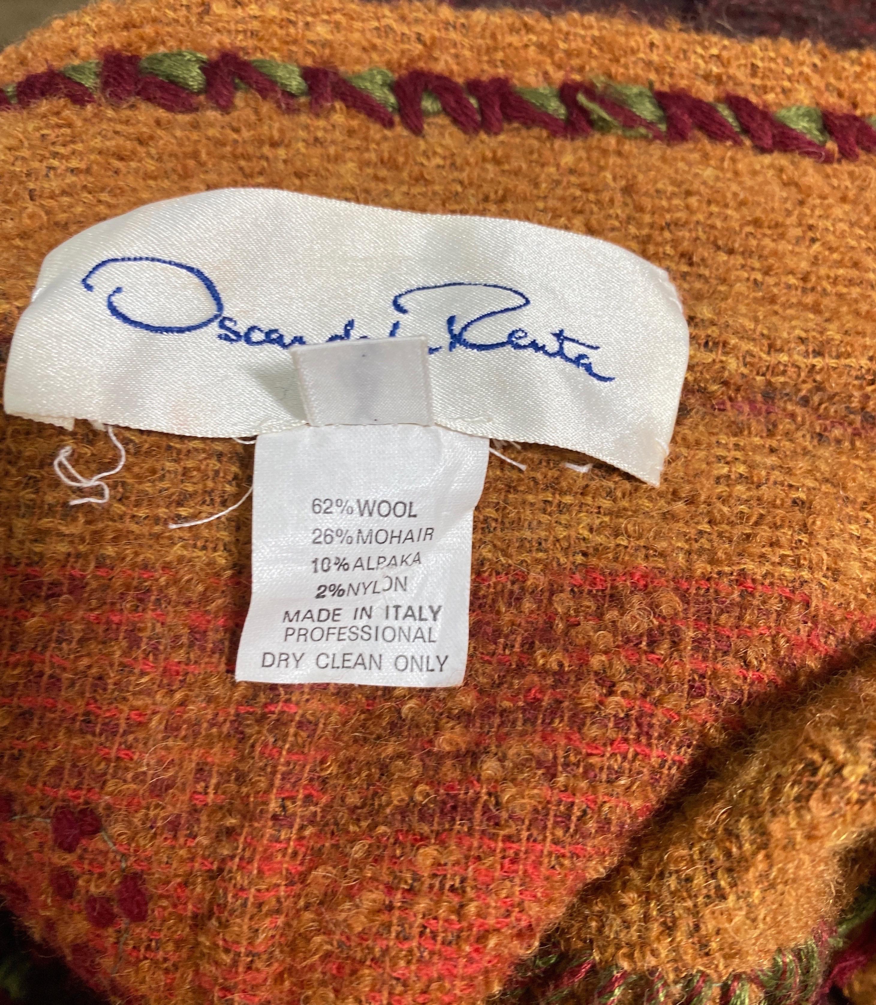 Oscar de La Renta Runway Fall 2000 Jewel tone Wool Embroidered Jacket-Size 6 For Sale 11