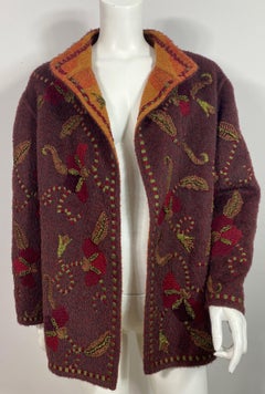 Oscar de La Renta Runway Fall 2000 Jewel tone Wool Embroidered Jacket-Size 6