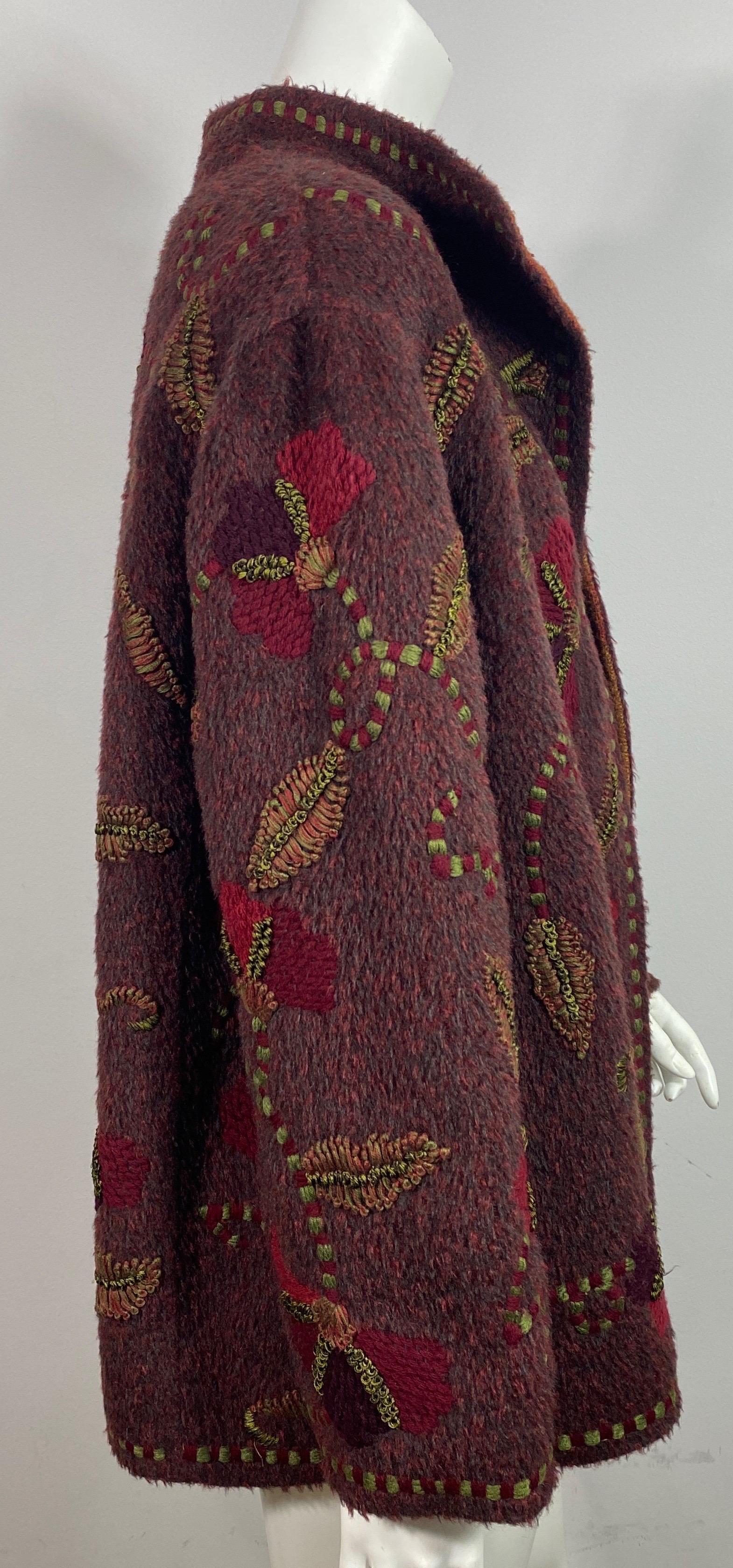 Oscar de La Renta Runway Fall 2000 Jewel tone Wool Embroidered Jacket-Size 6 For Sale 4