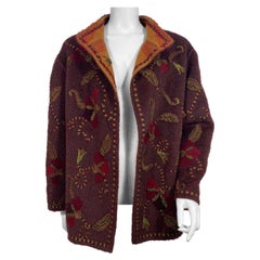 Oscar de La Renta Laufsteg Herbst 2000 Juwelenfarbene bestickte Wolljacke-Größe 6