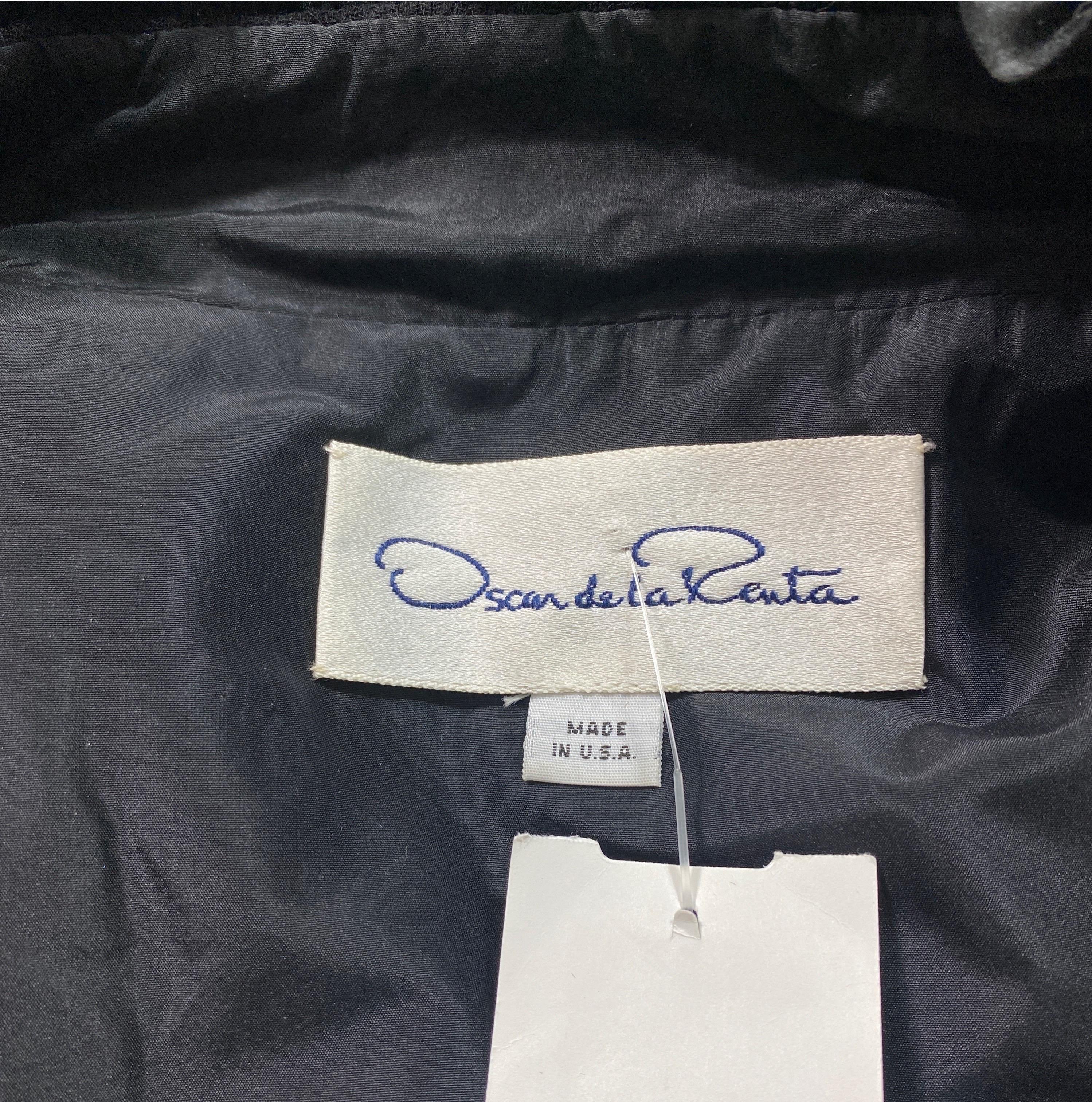 Oscar de La Renta Runway Fall 2003 Black Taffeta Embellished Jacket-Size 8 For Sale 12