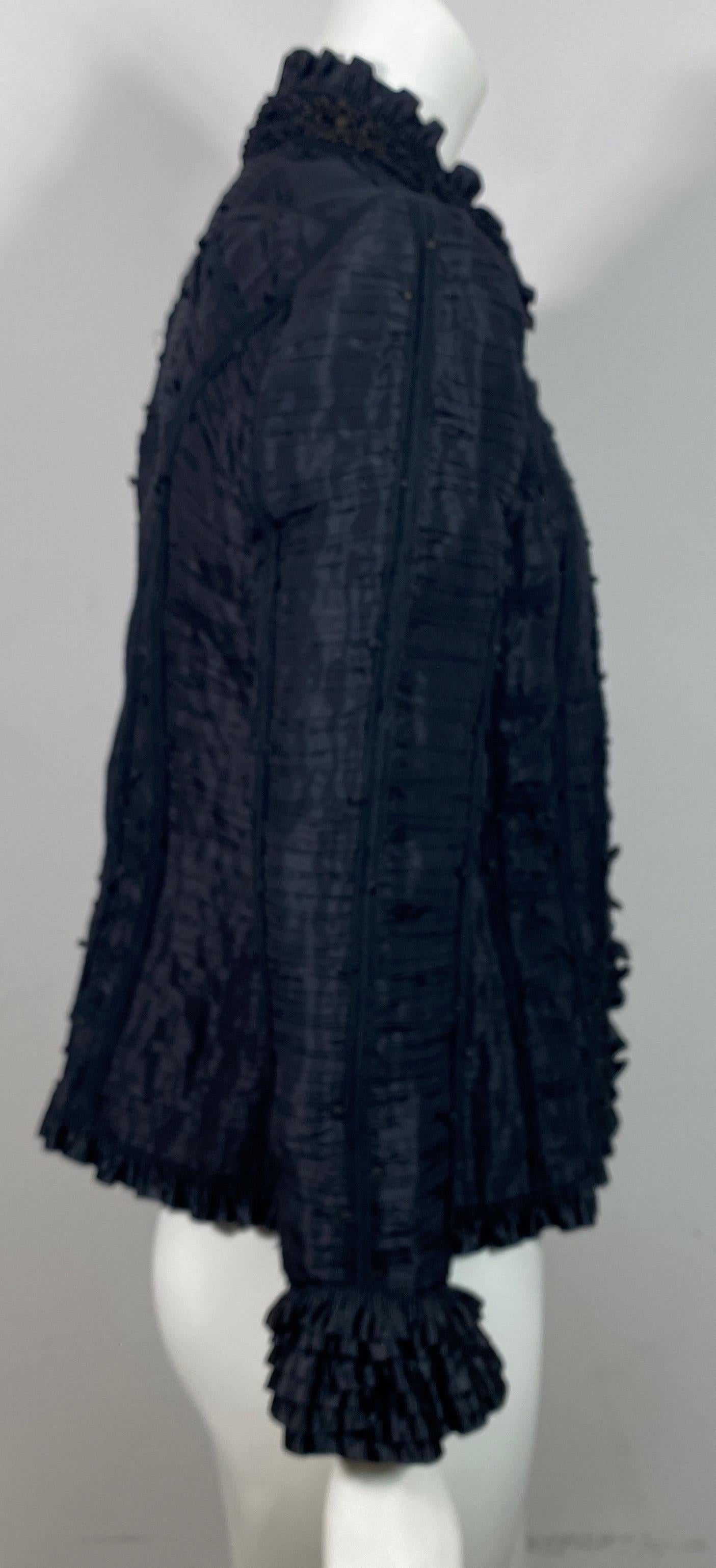 Oscar de La Renta Runway Fall 2003 Black Taffeta Embellished Jacket-Size 8 For Sale 4